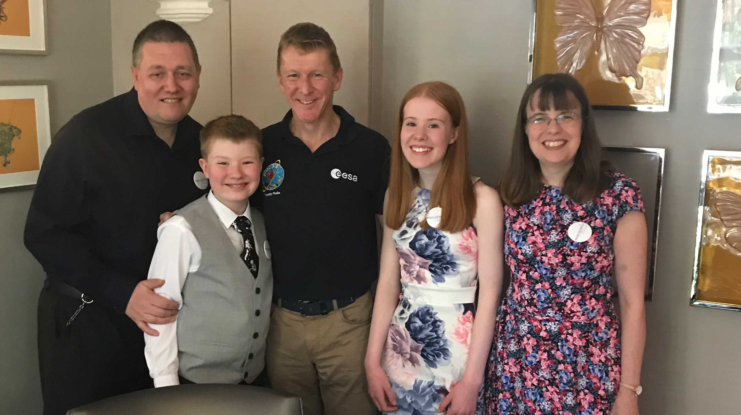 Joel and his family with Tim Peake