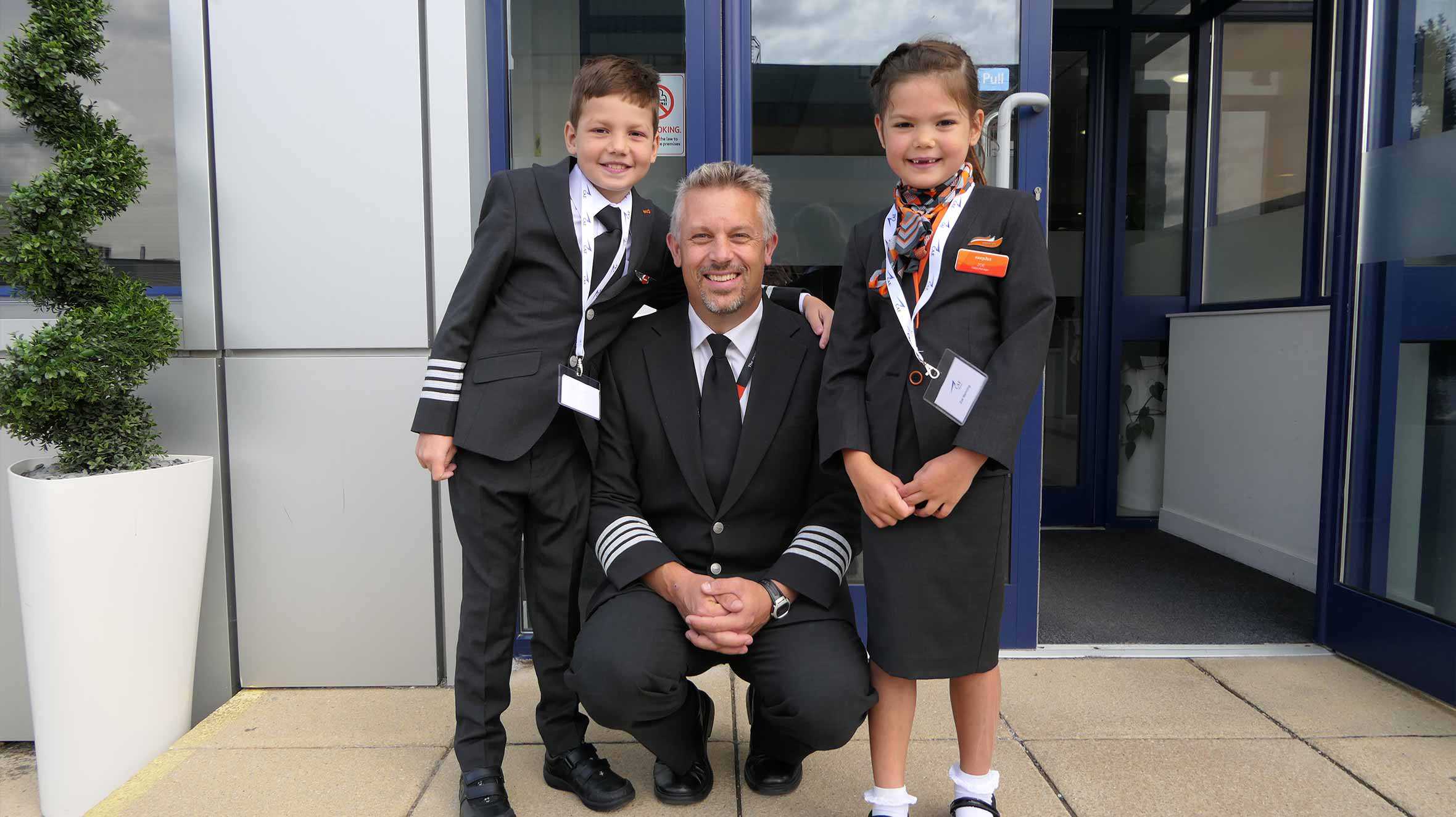 Jacob and his sister, Zoe with a pilot