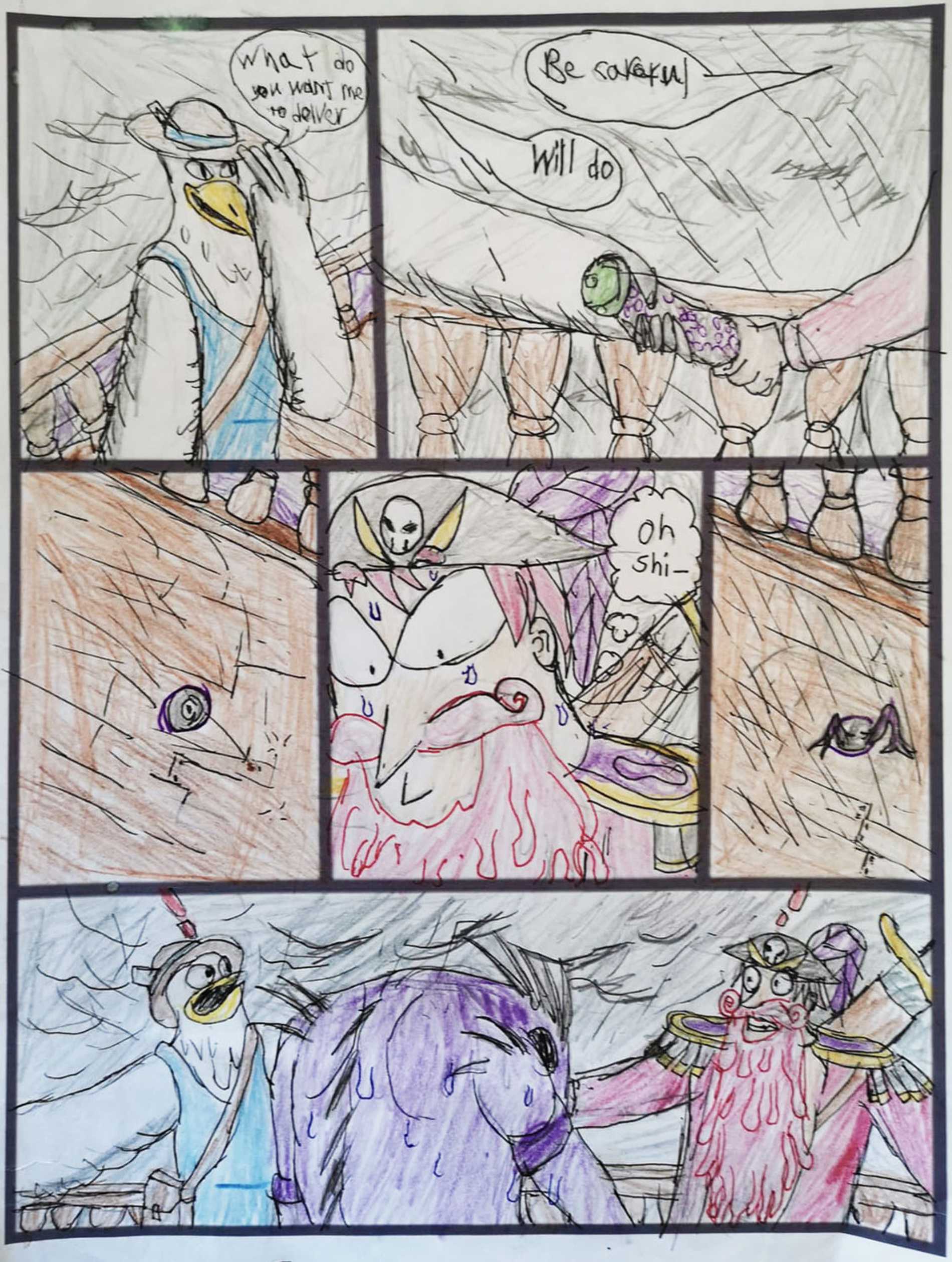 Some of James' artwork, ready to be made into a comic.