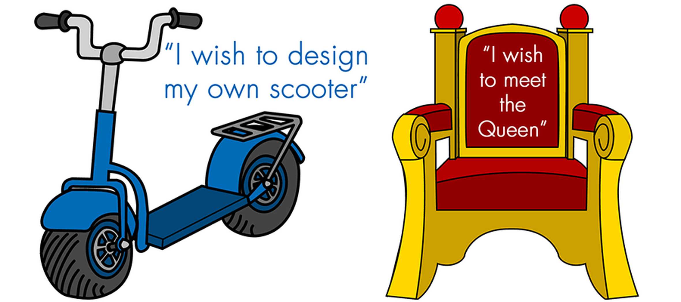 Cartoon of a scooter and a throne