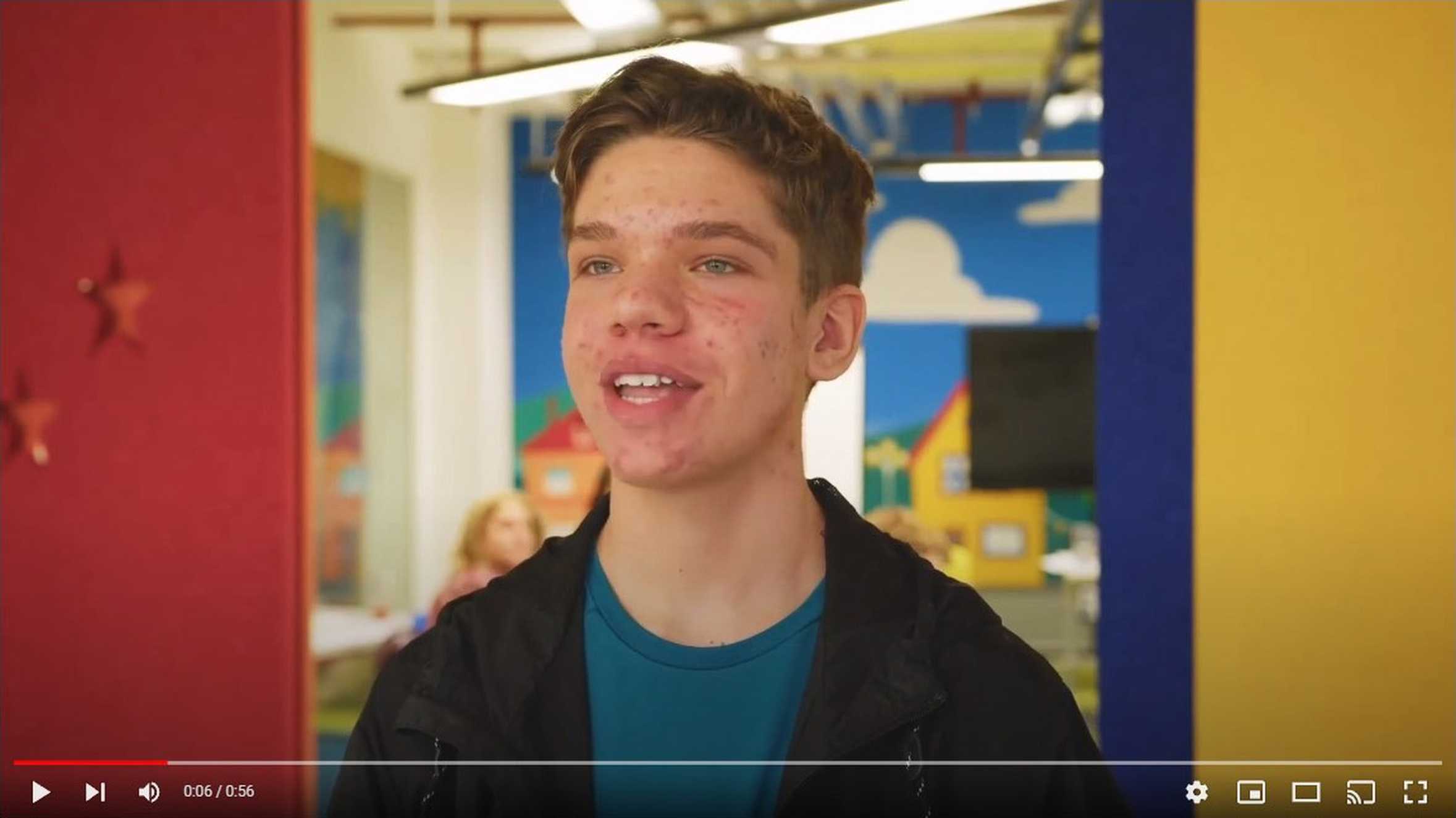 A still taken from an interview with STARboard member, Sam, conducted in the playground at Make-A-Wish UK's Reading hub.