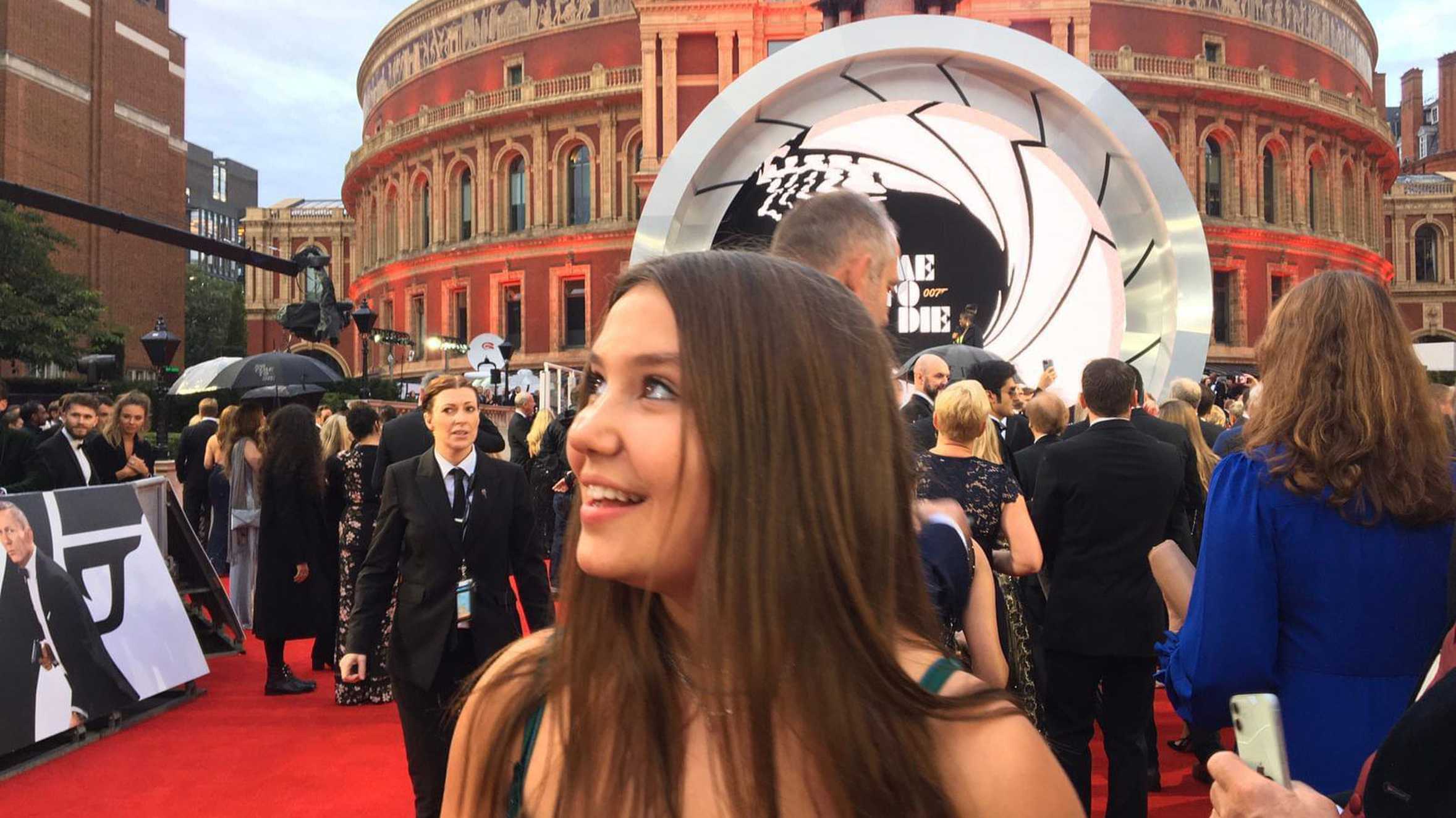 Chloe outside the Royal Albert Hall.