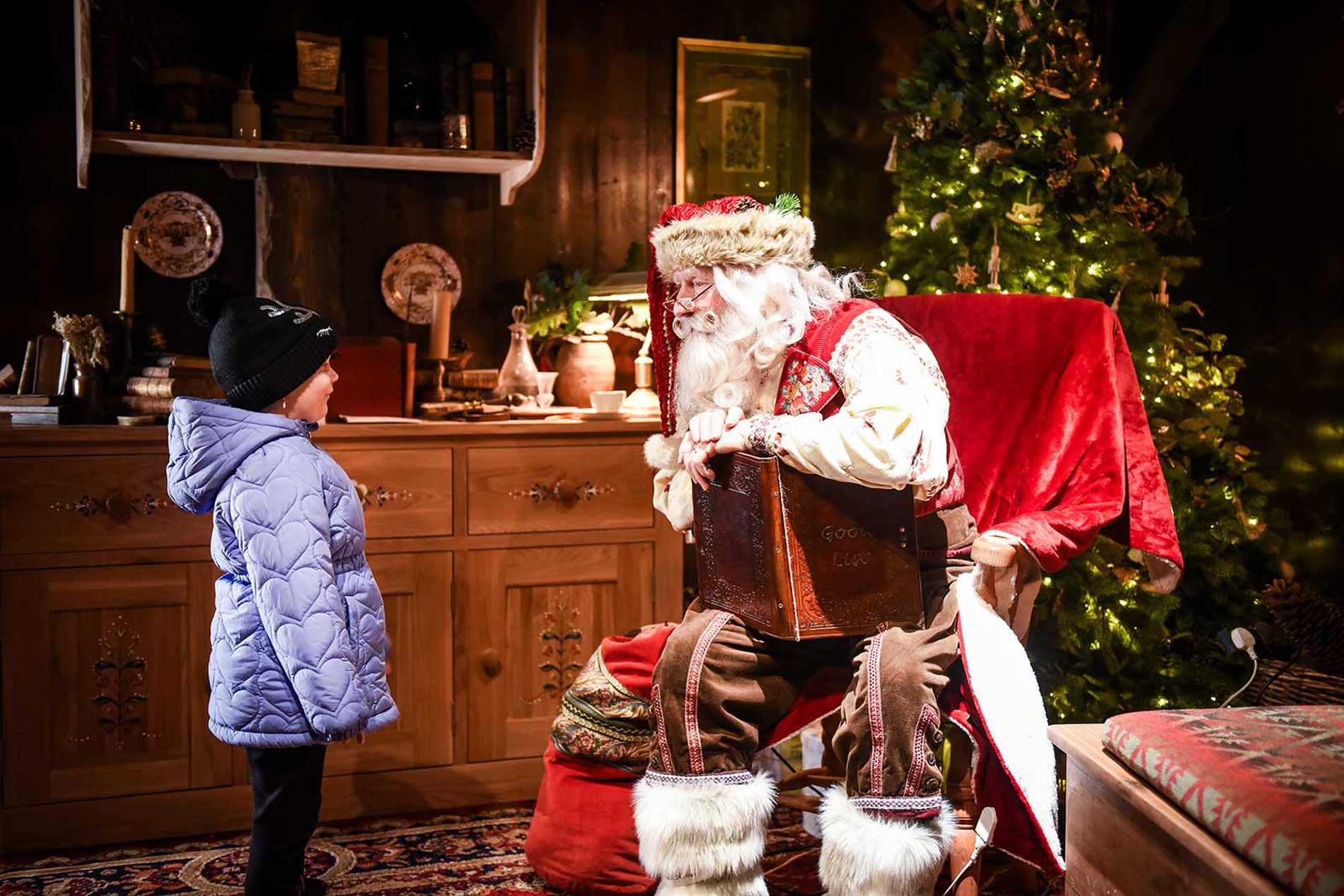 Julia meeting Santa at Lapland UK.