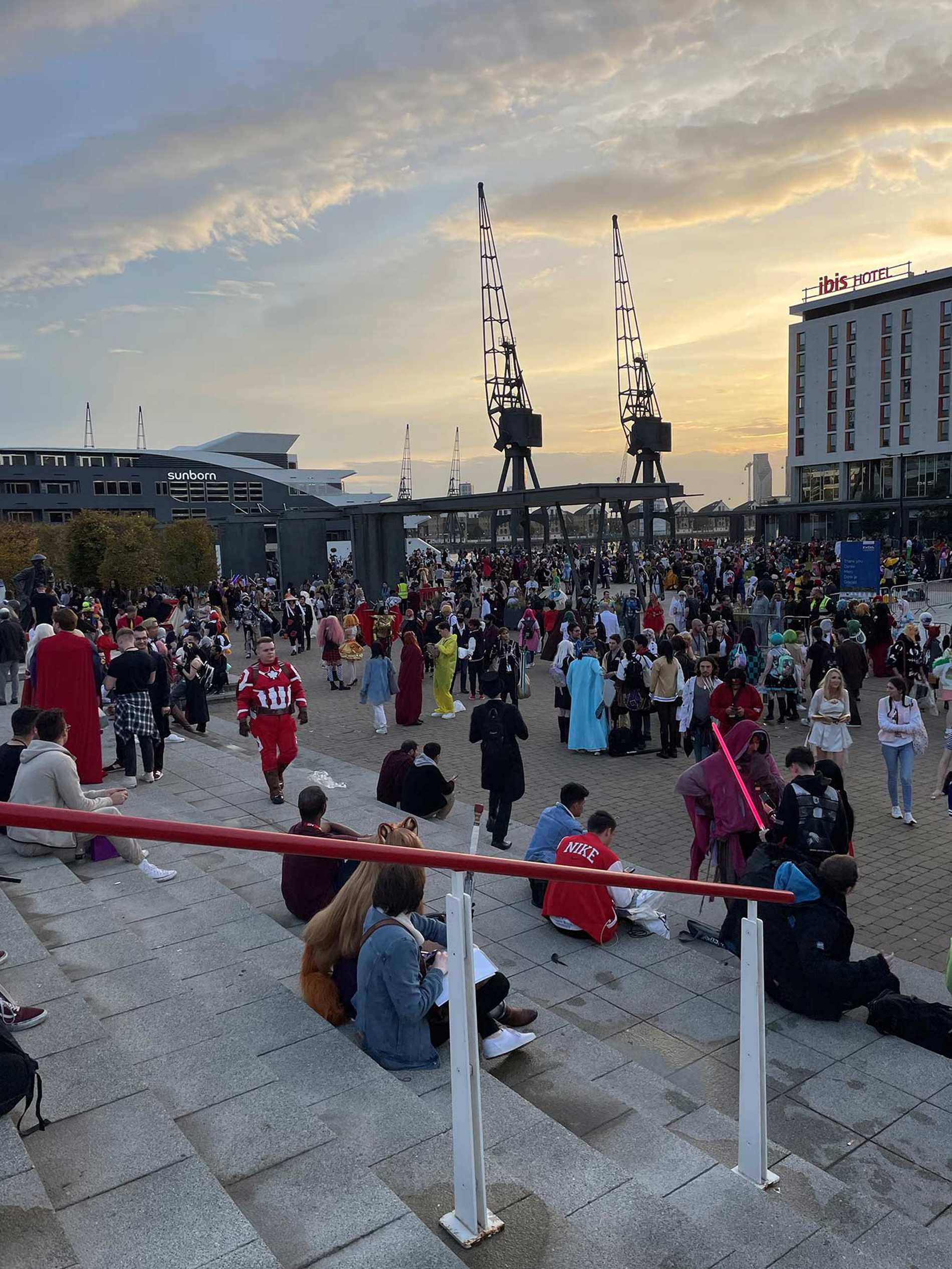 The crowds outside the Comic Con venue