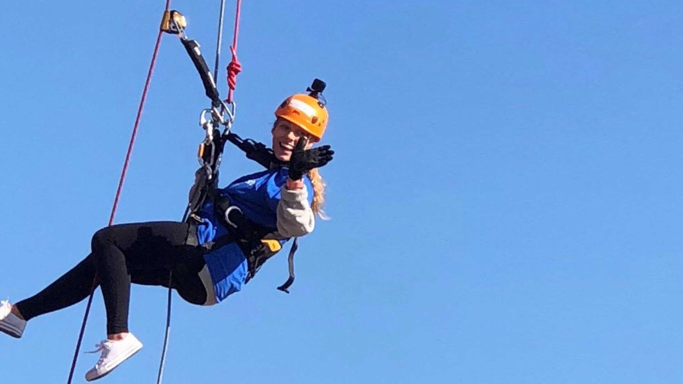 Wishgranter Tequilla abseiling in support of Make-A-Wish