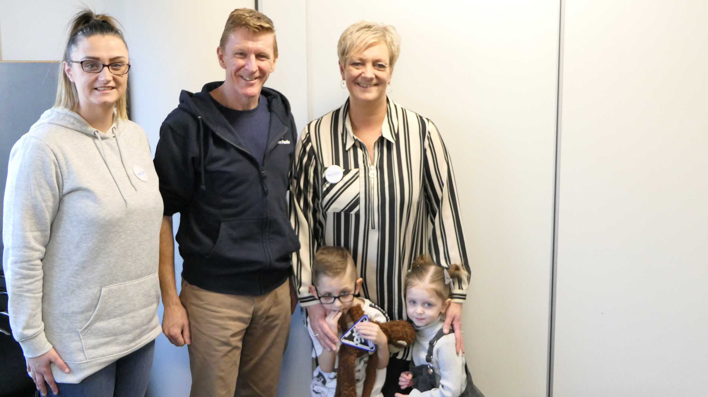 Riley and his family with astronaut, Tim Peake