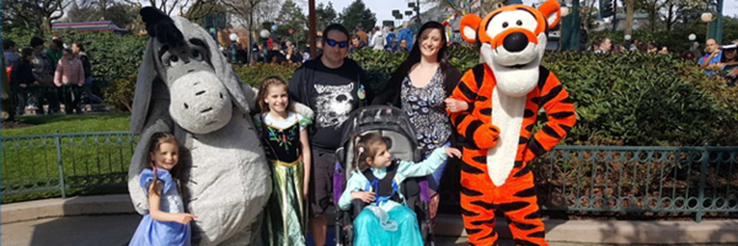 Connie and her family with Tigger and Eeyore