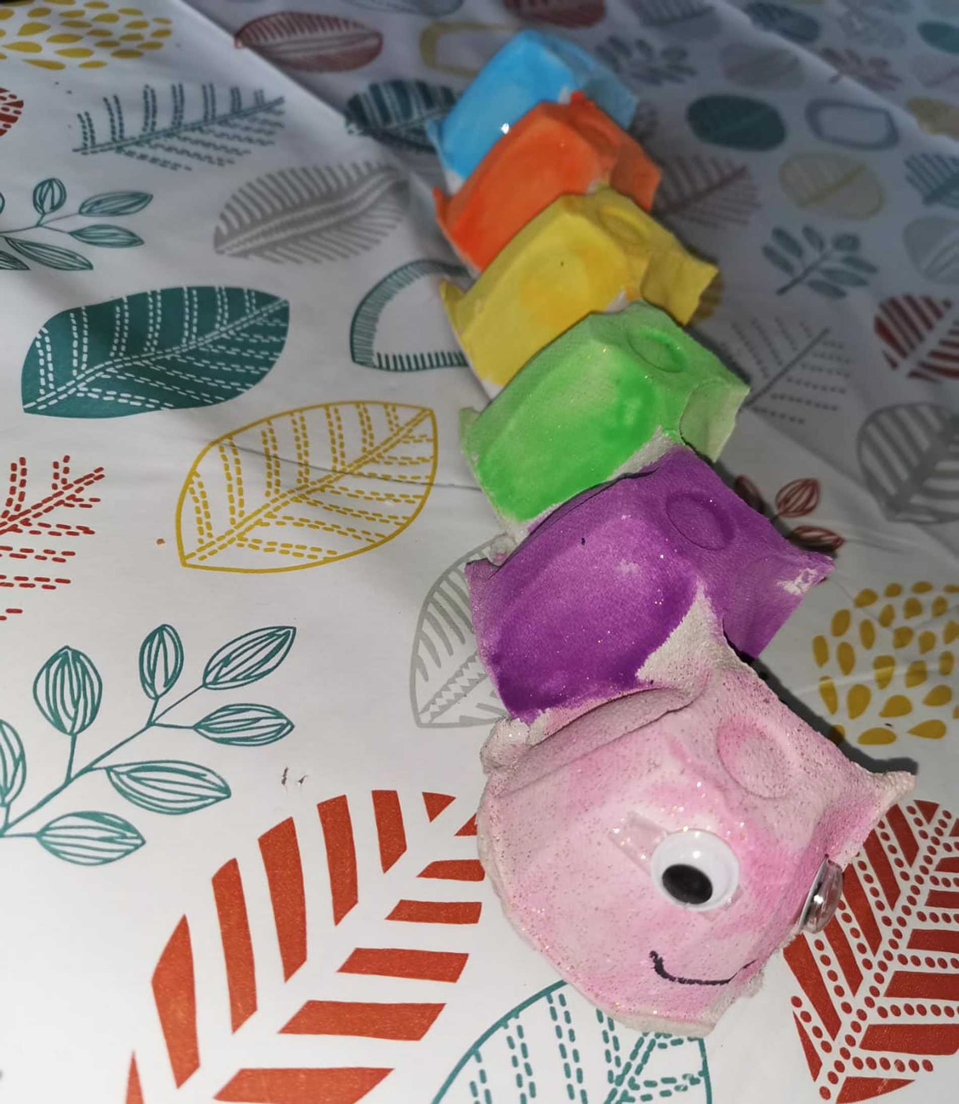 A colourful caterpillar, created by wish child, Bethany.