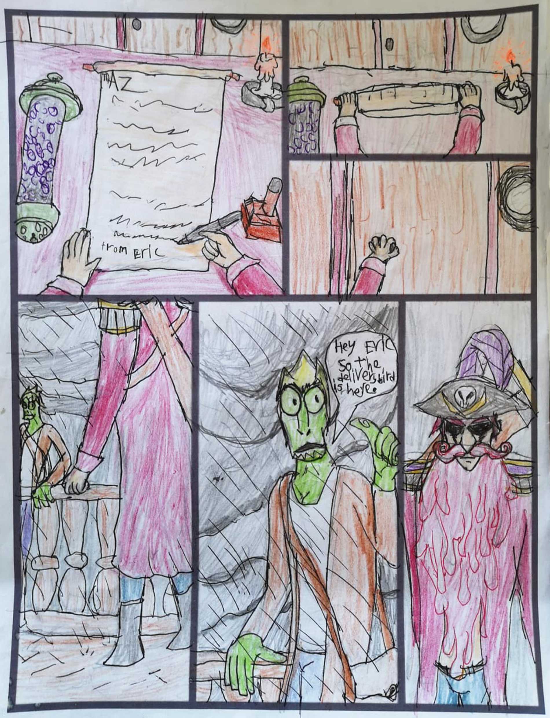 Some of James' artwork, ready to be made into a comic.