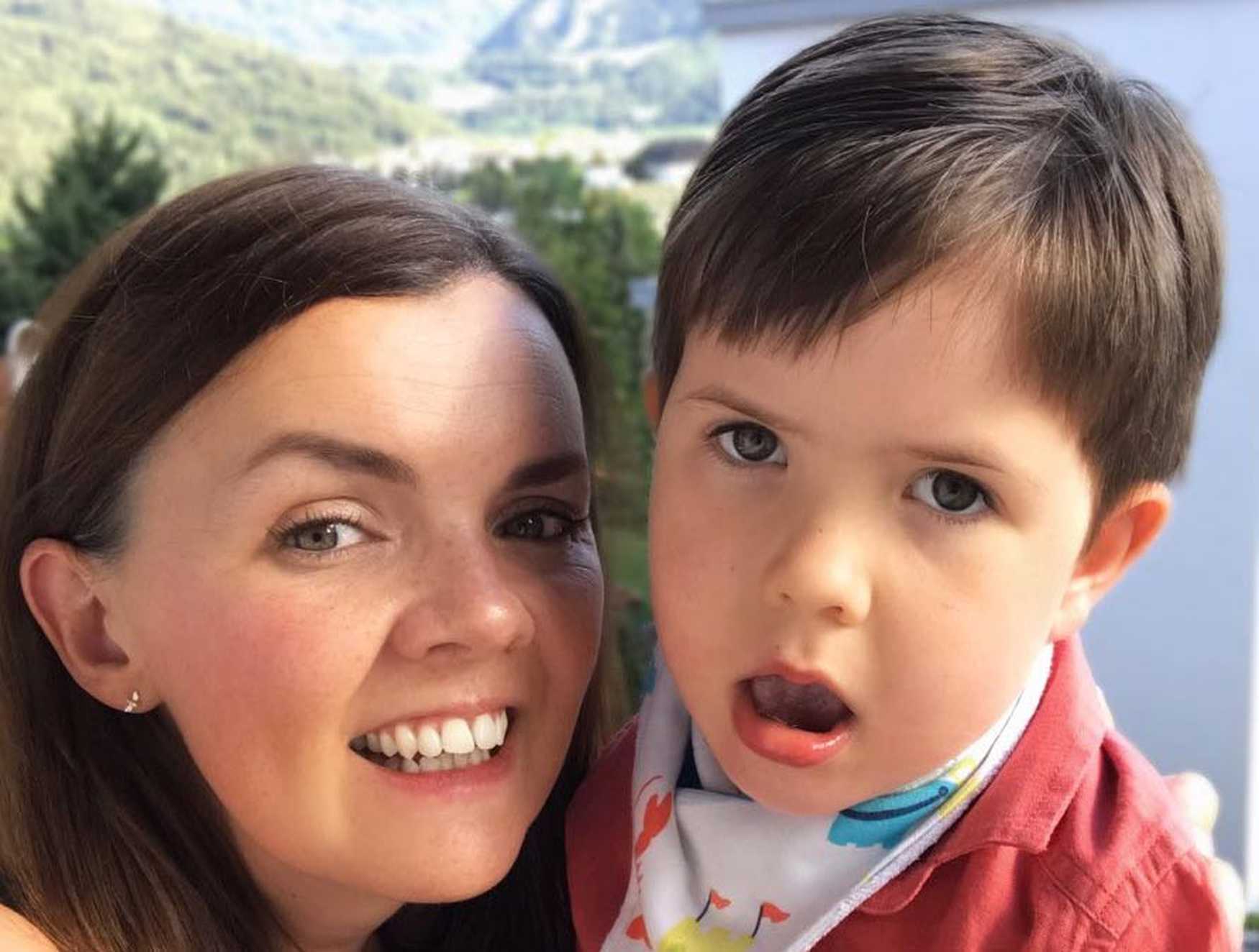 George with his Mum and nature backdrop