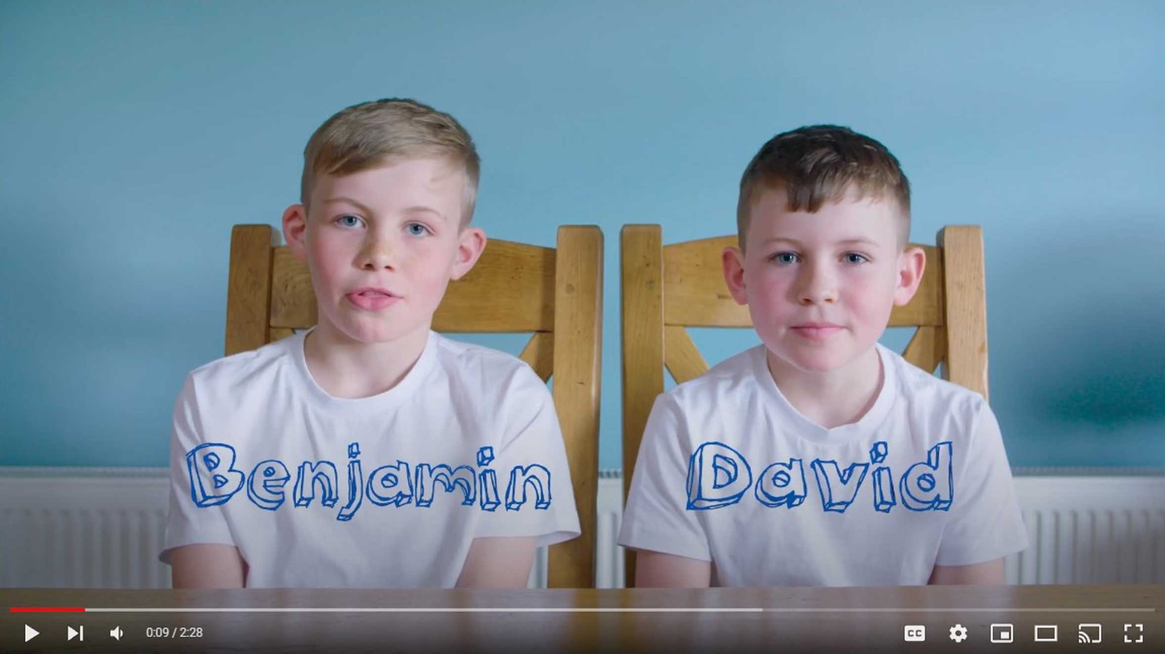 A clip from our assembly video, featuring Benjamin and David, the brothers of wish child, Anna.