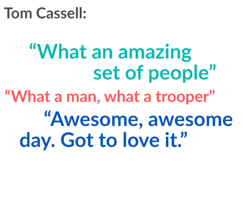 A word cloud of quotes from Tom Cassell during the wish.