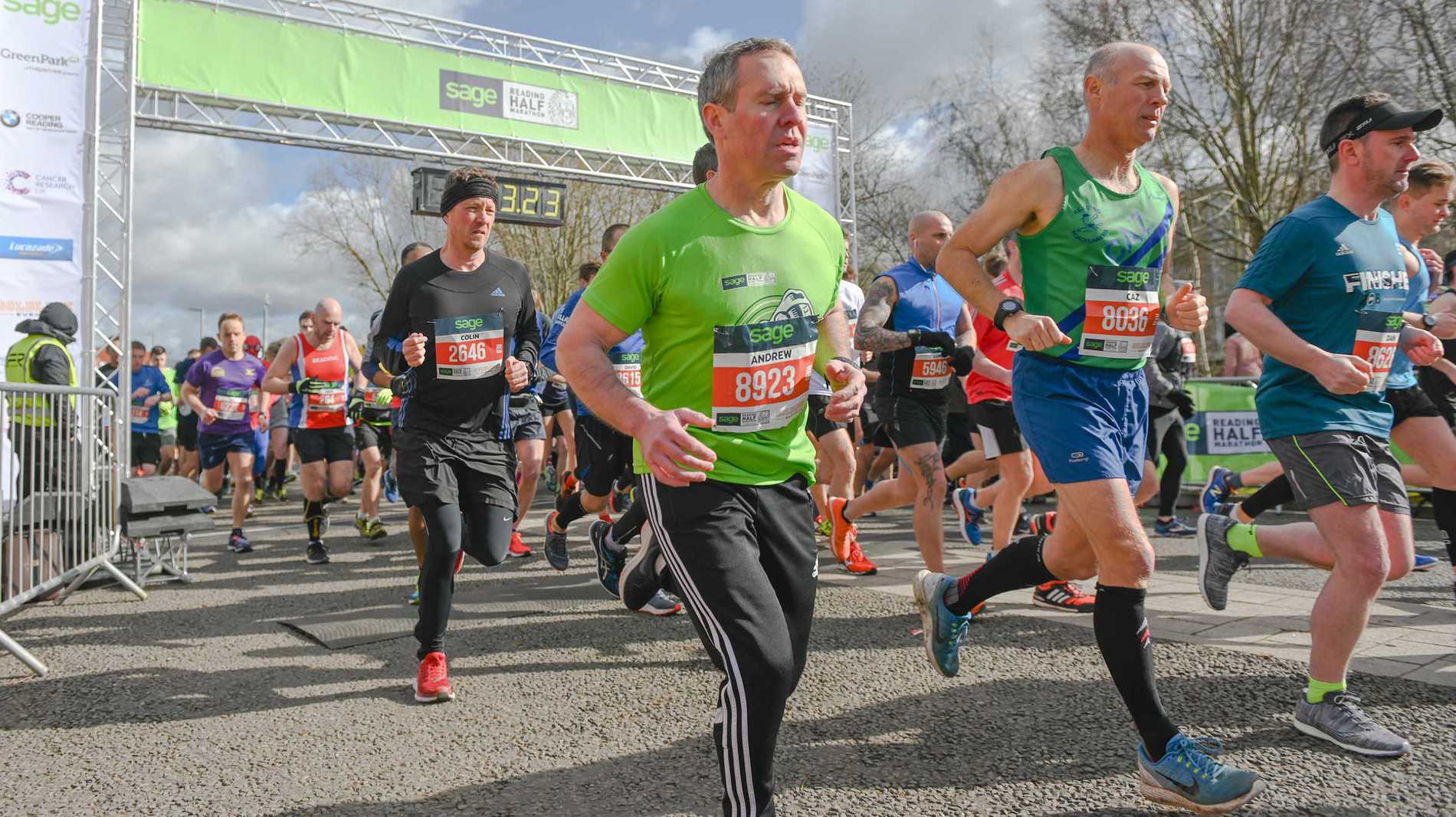 Runners setting off from the start line of the Reading Half Marathon.