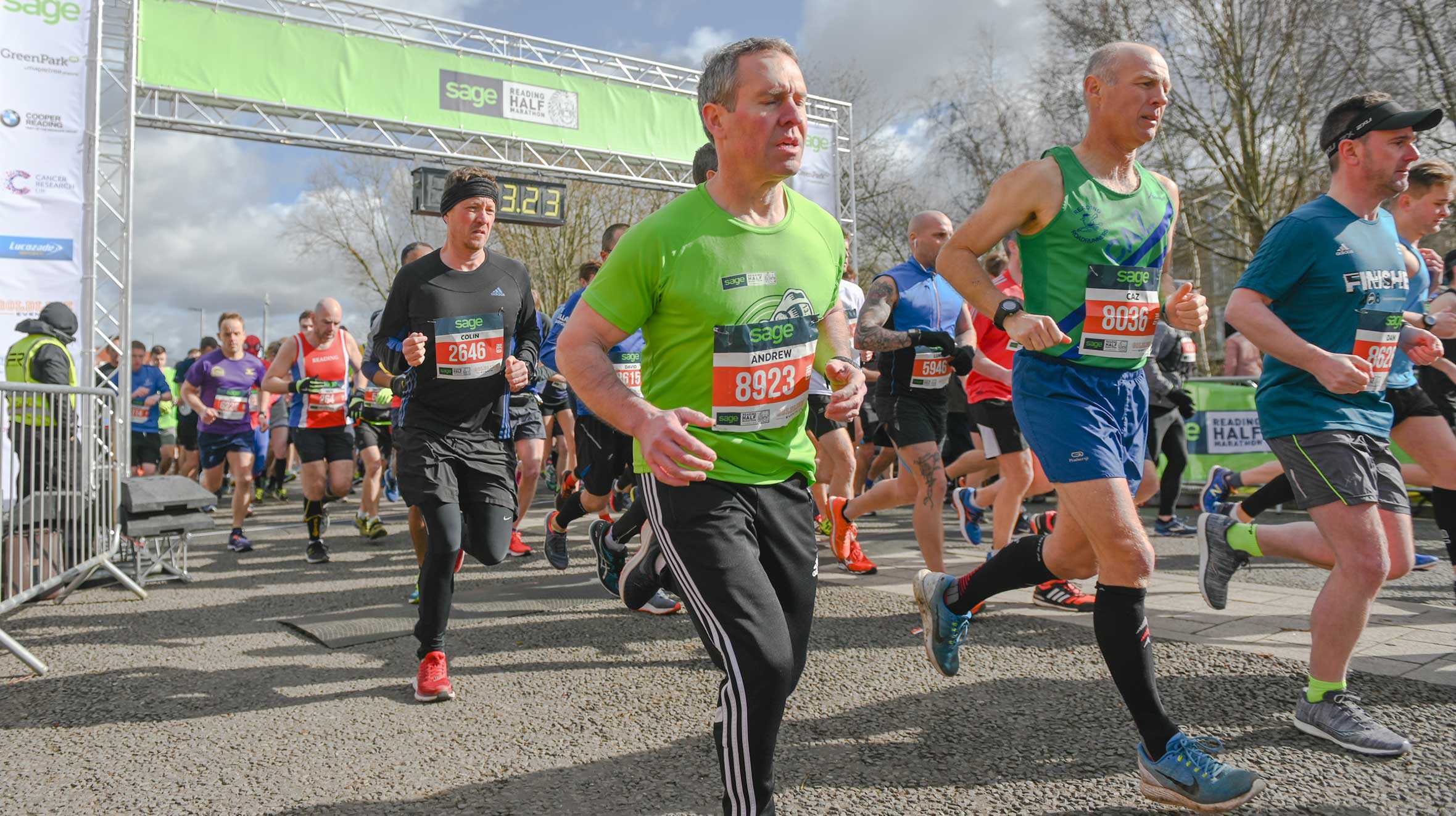Runners setting off from the start line of the Reading Half Marathon.