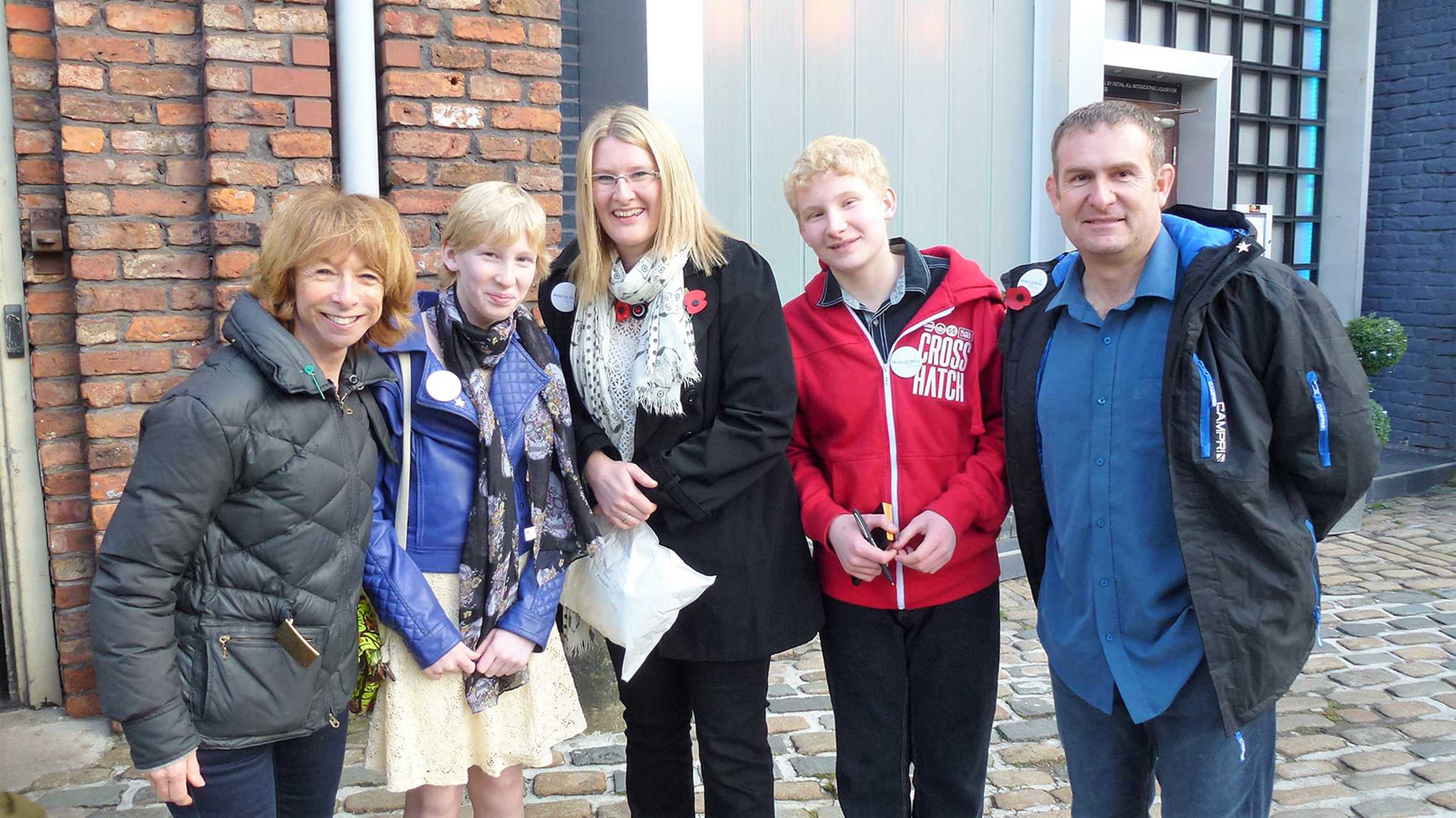 Hannah and her family meeting actress, Helen Worth on the Coronation Street set.