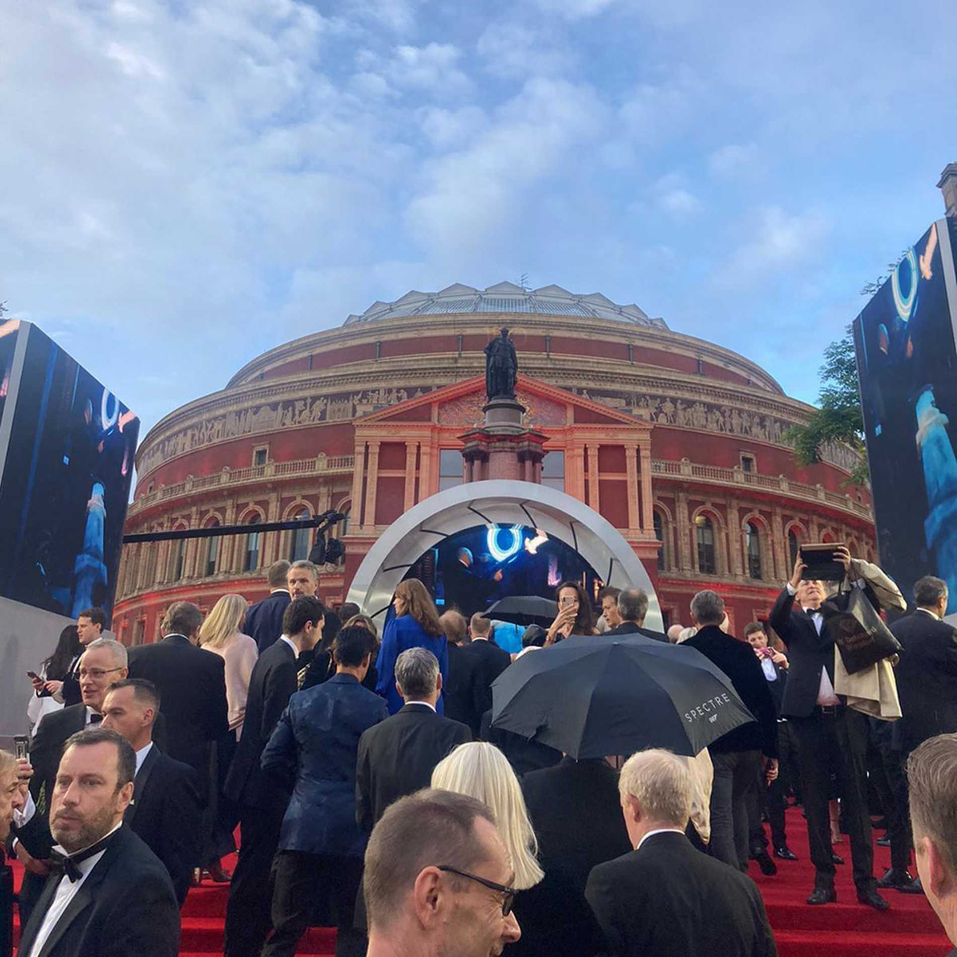 A view of the Royal Albert Hall from the red carpet.