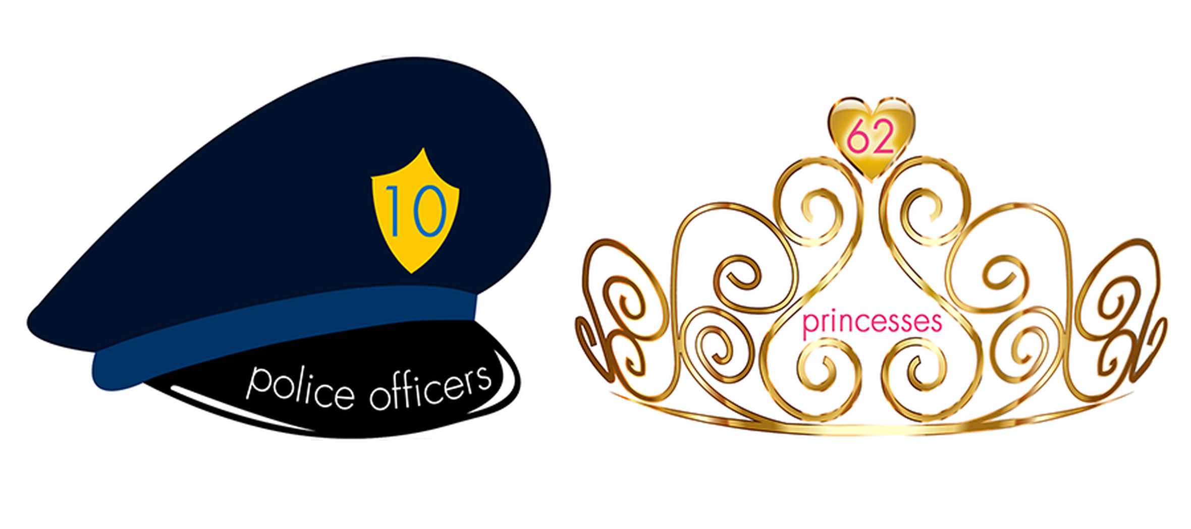 Cartoon of a Police hat and a tiara