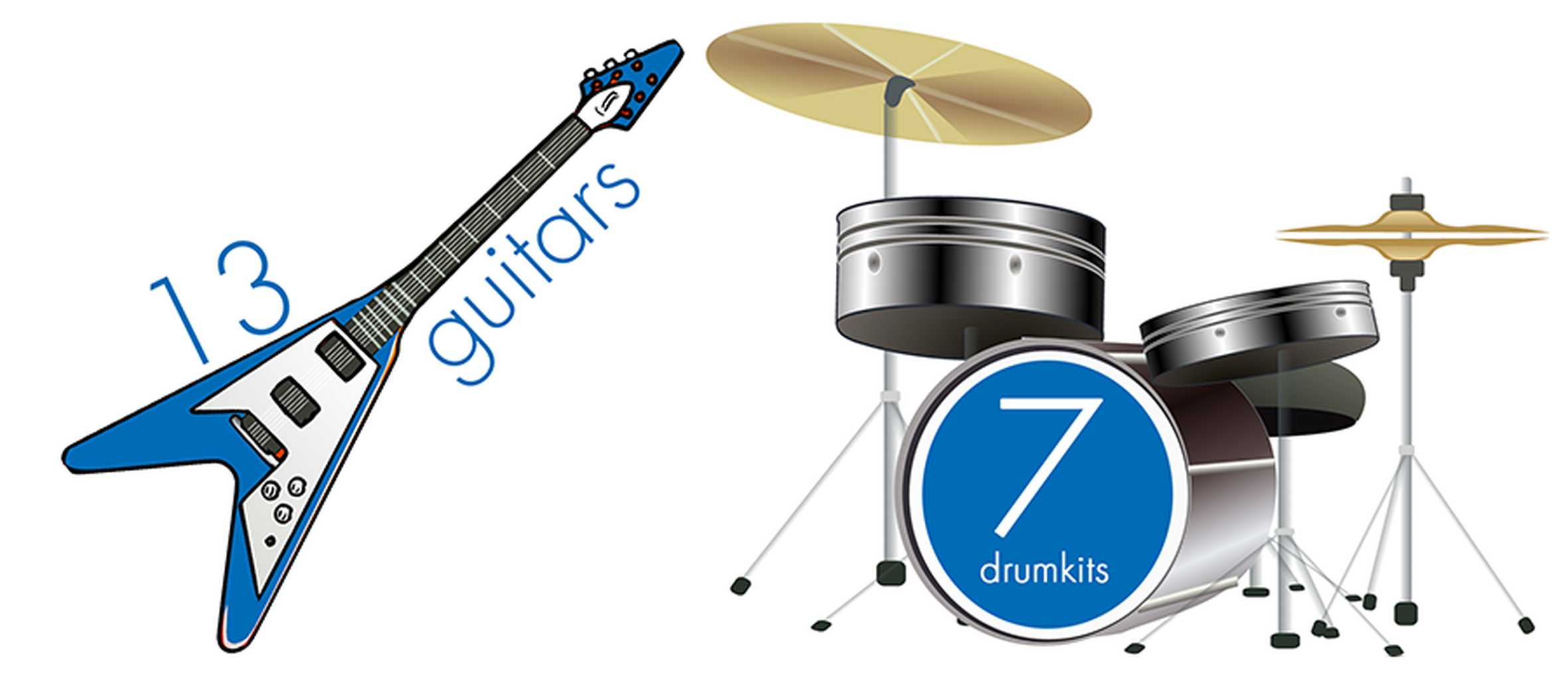 Cartoon of a guitar and drum kit