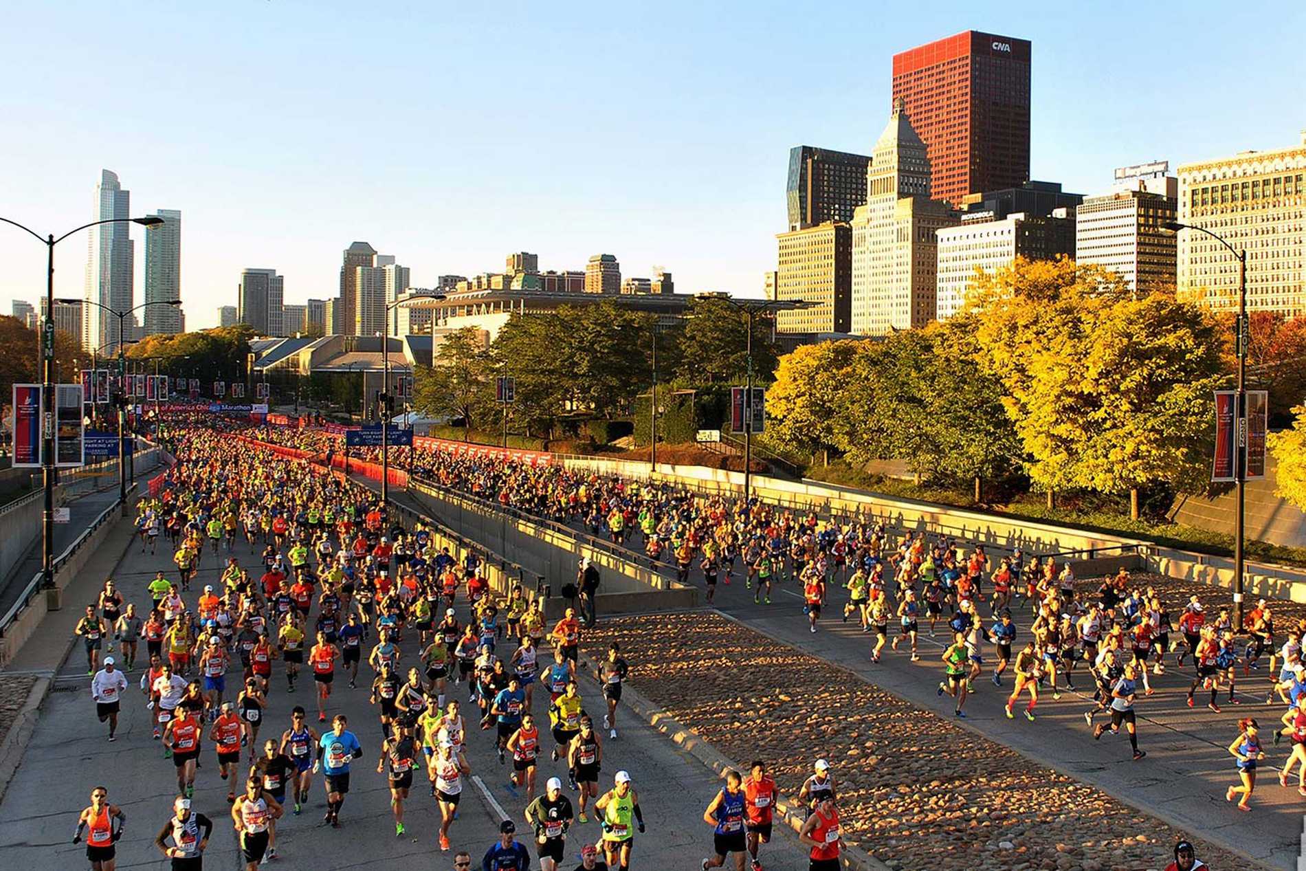Runners taking part in the Chicago Marathon.