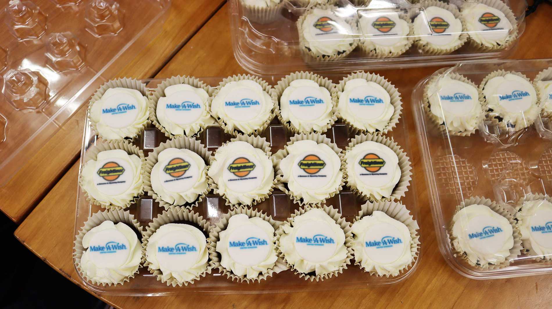 Some cupcakes created specially for Josiah with the G&W Freightliner and Make-A-Wish logos.