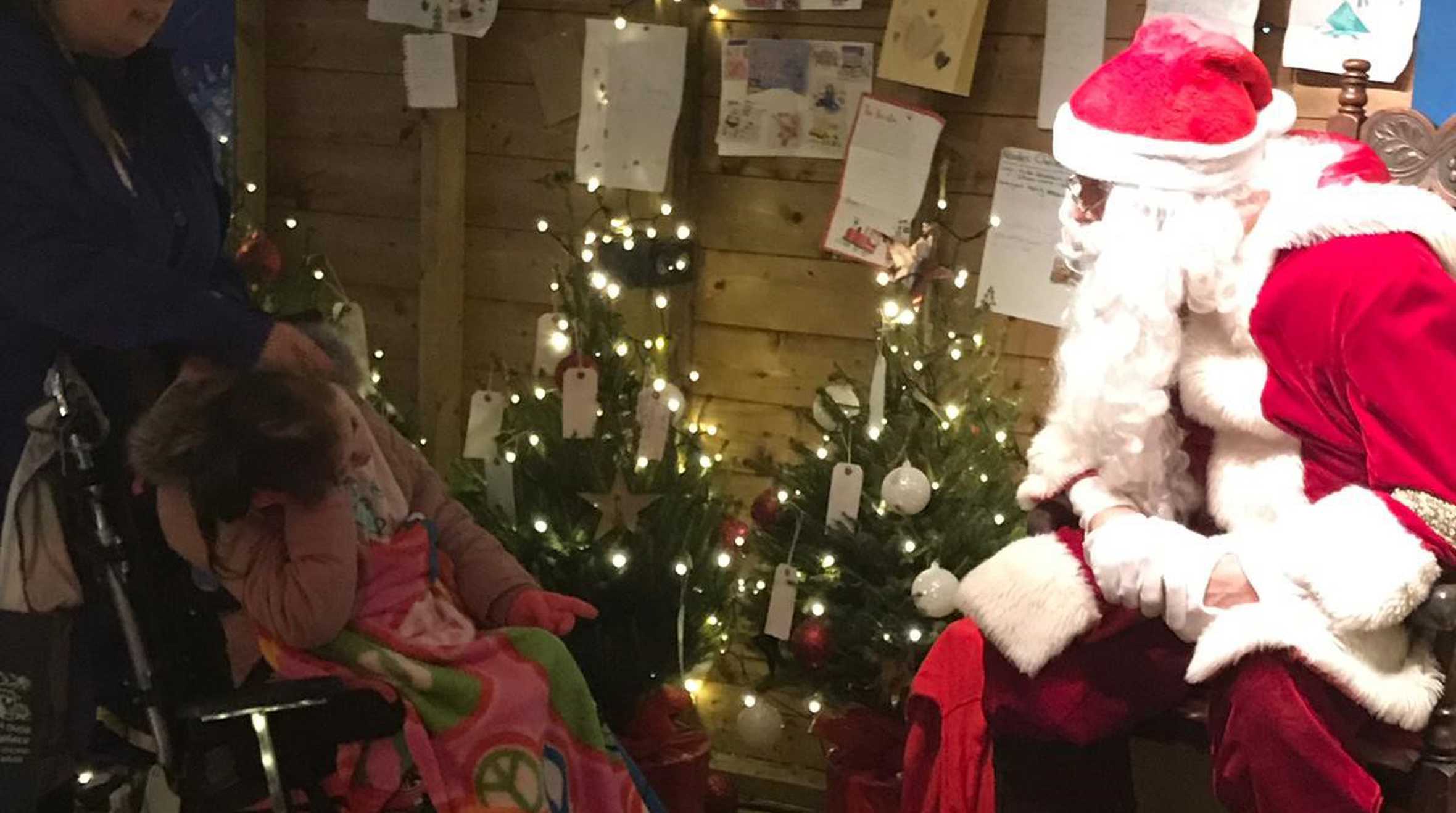 Hope meeting Santa on her wish