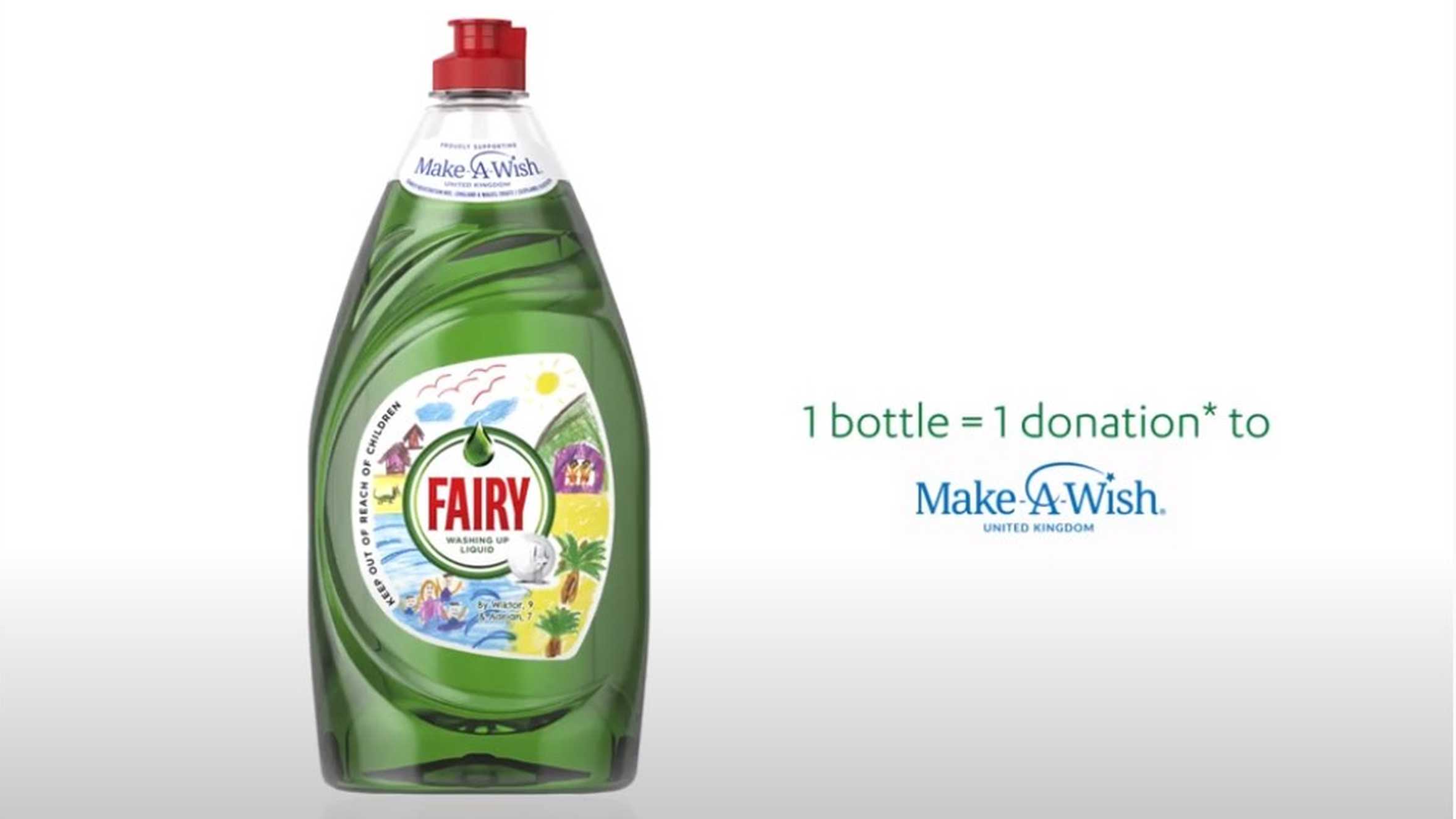 A limited edition fairy liquid bottle, designed by wish child, Wiktor.