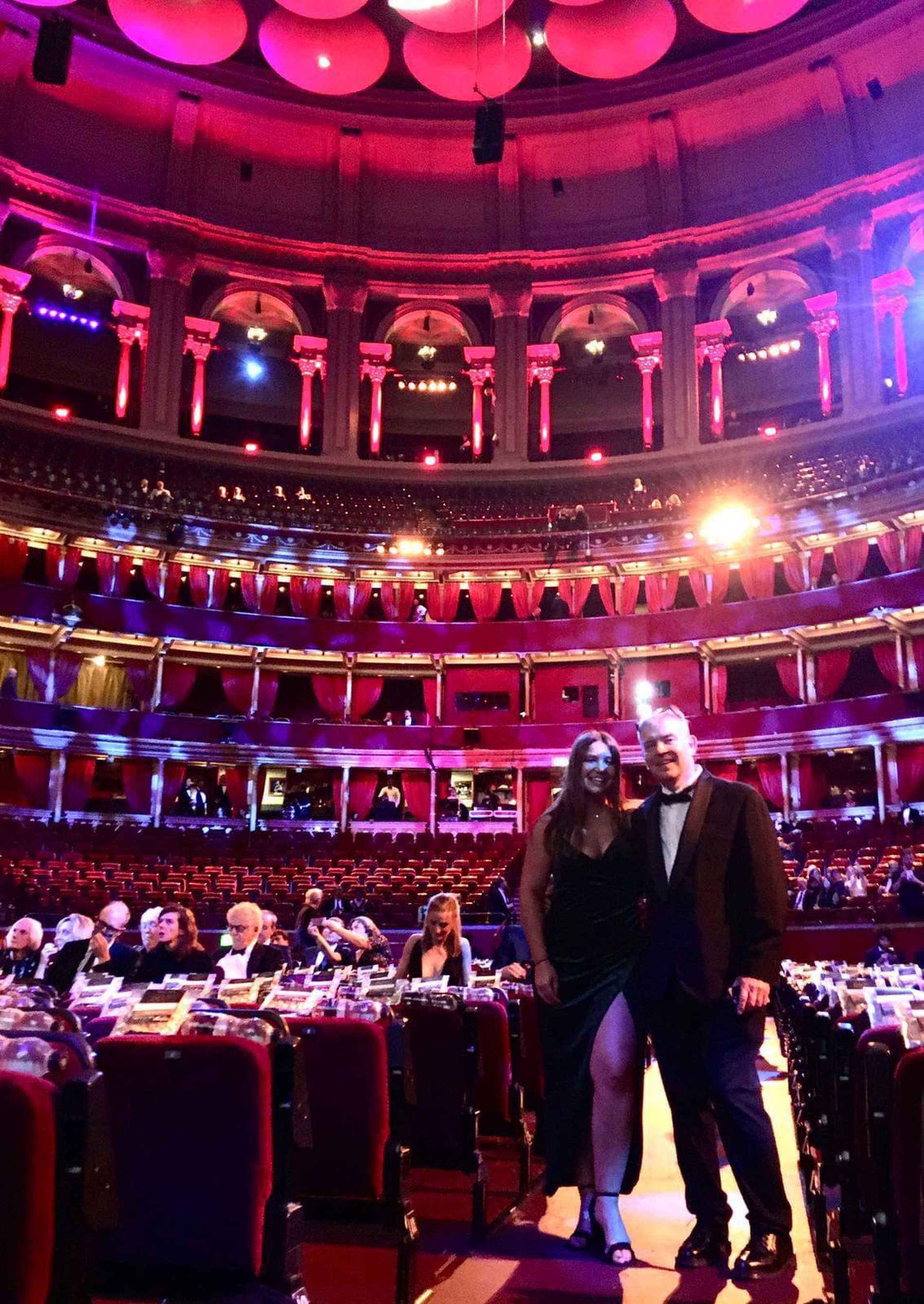 Chloe and her dad inside the Royal Albert Hall.