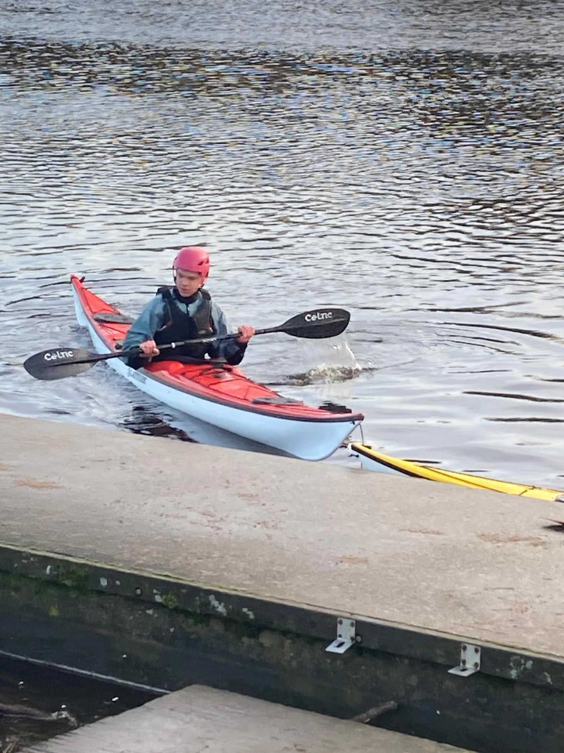 Sam paddling his new sea kayak.