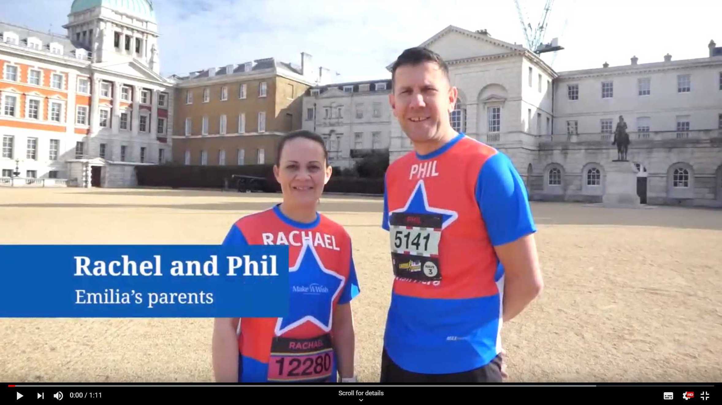 Wish child, Emilia's parents prior to running the London Landmarks Half Marathon