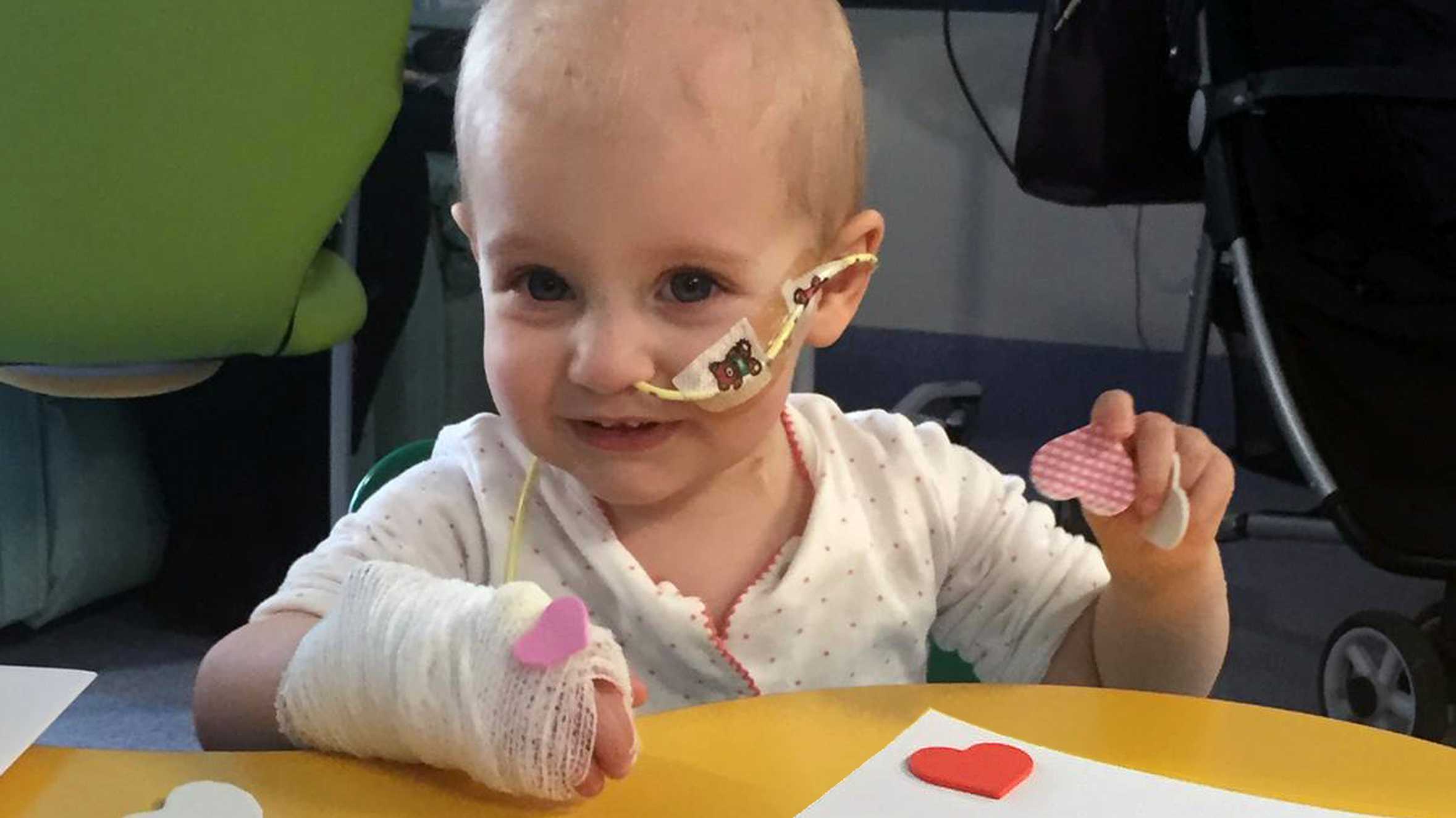 Elsie sat in hospital during her treatment