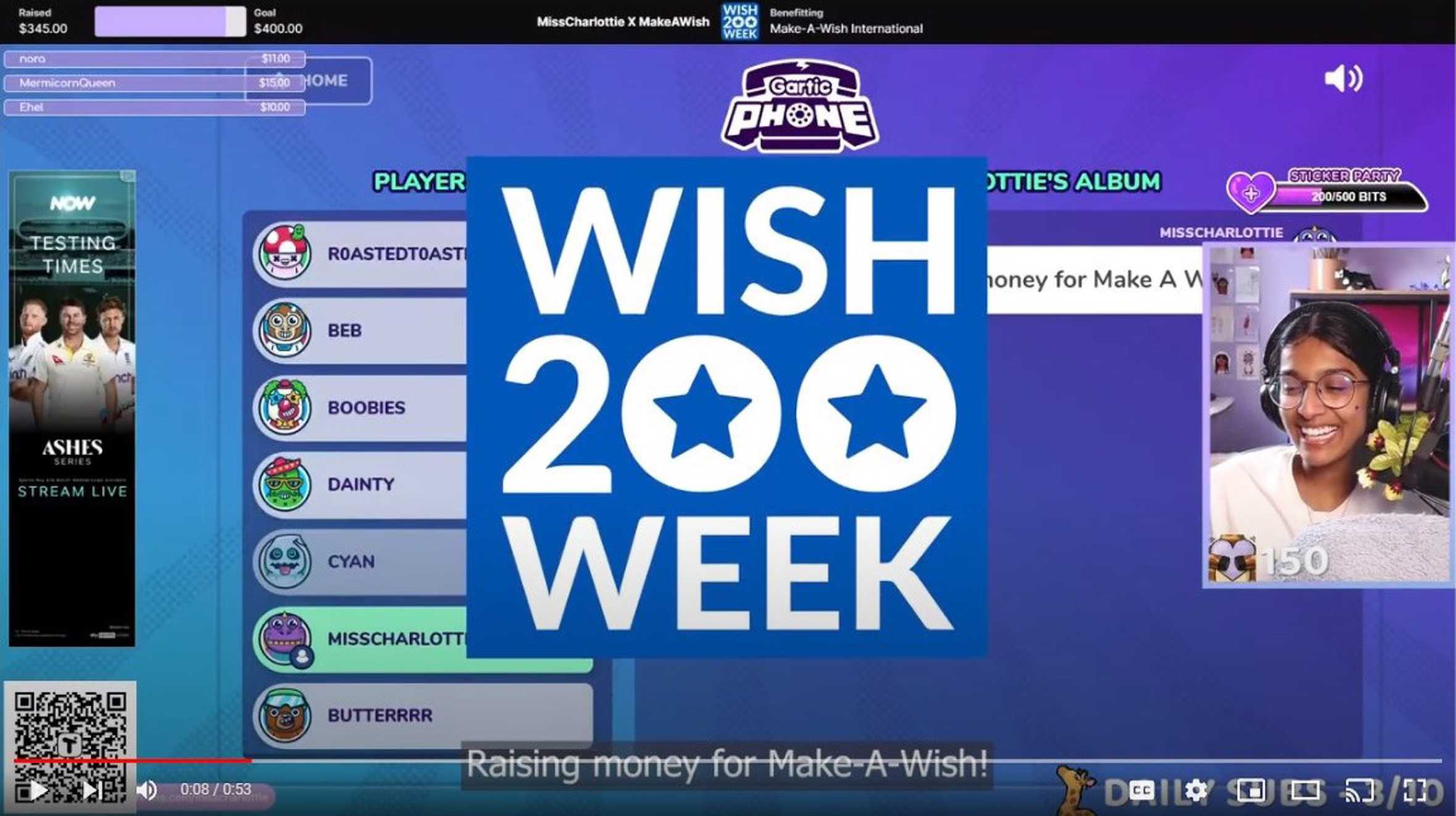 Screenshot taken from the Wish 200 Week highlight video.