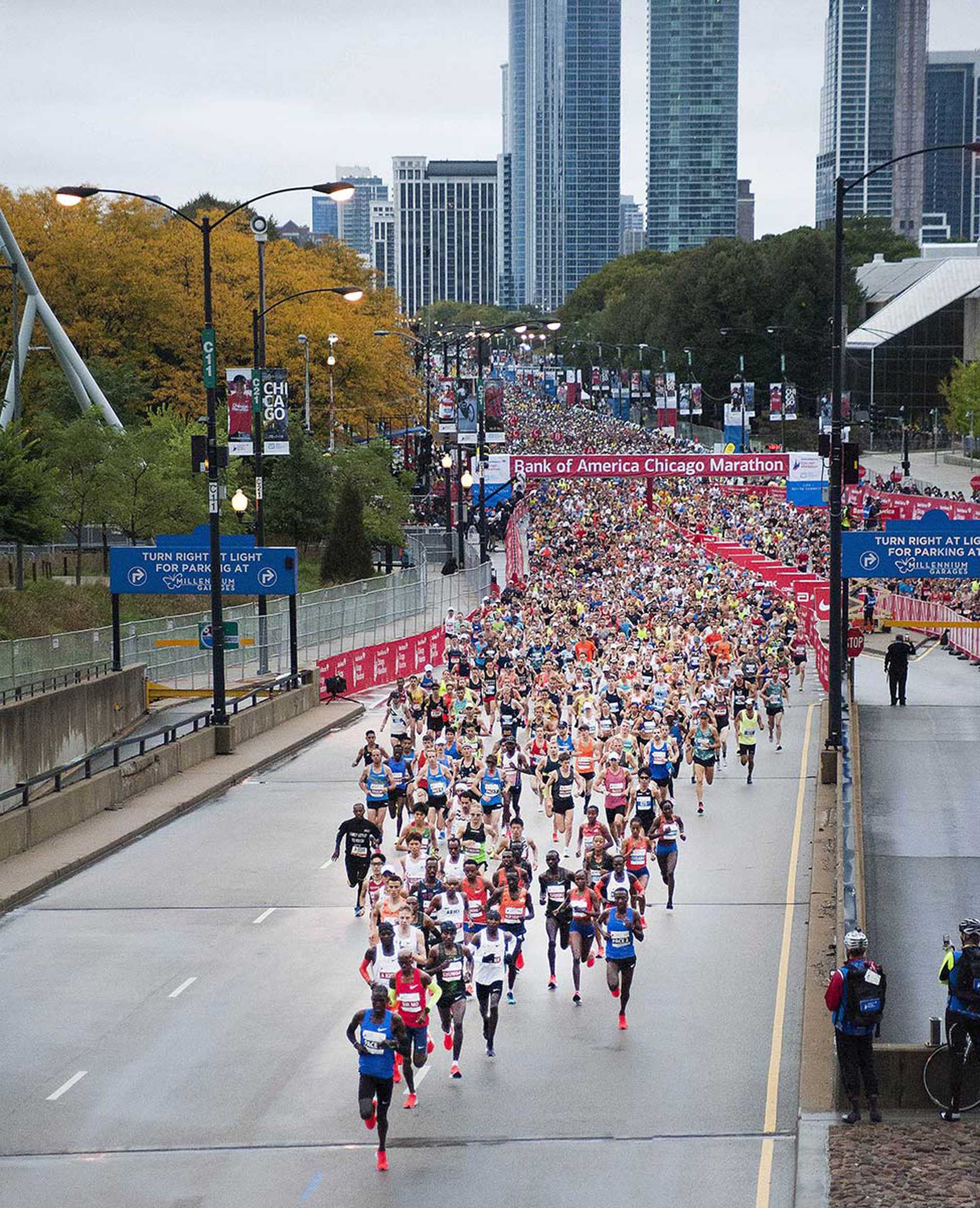 Runners taking part in the Chicago Marathon.