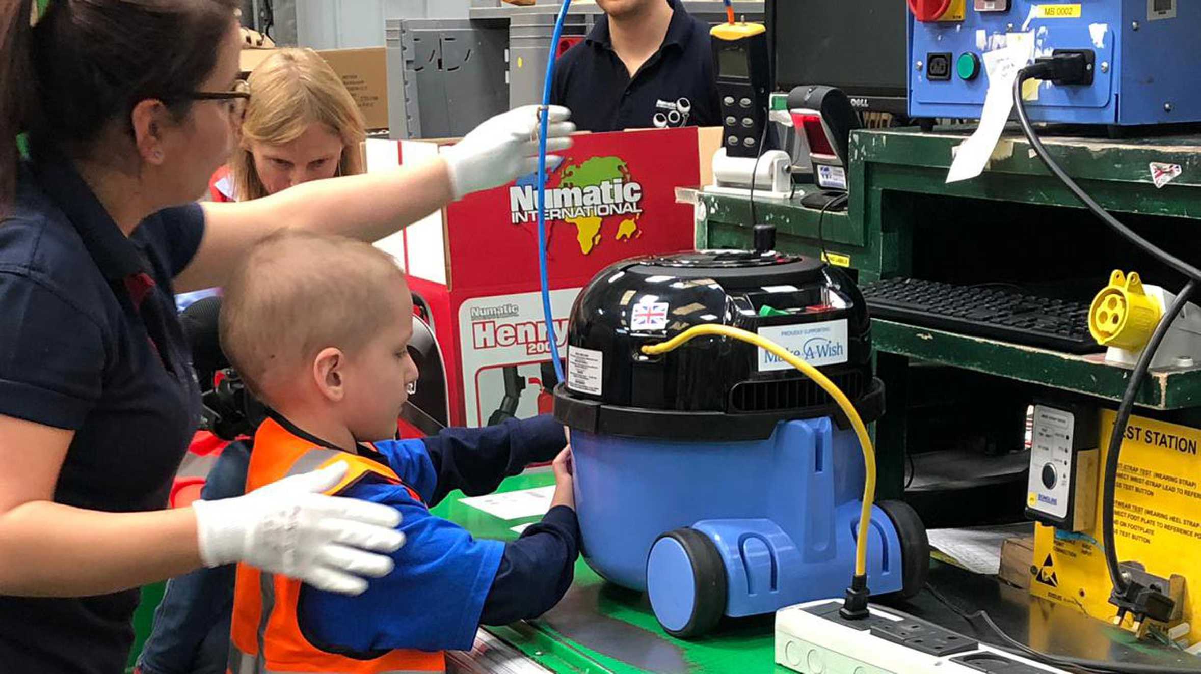 Wish child, Erik working on the Henry vacuum cleaner production line