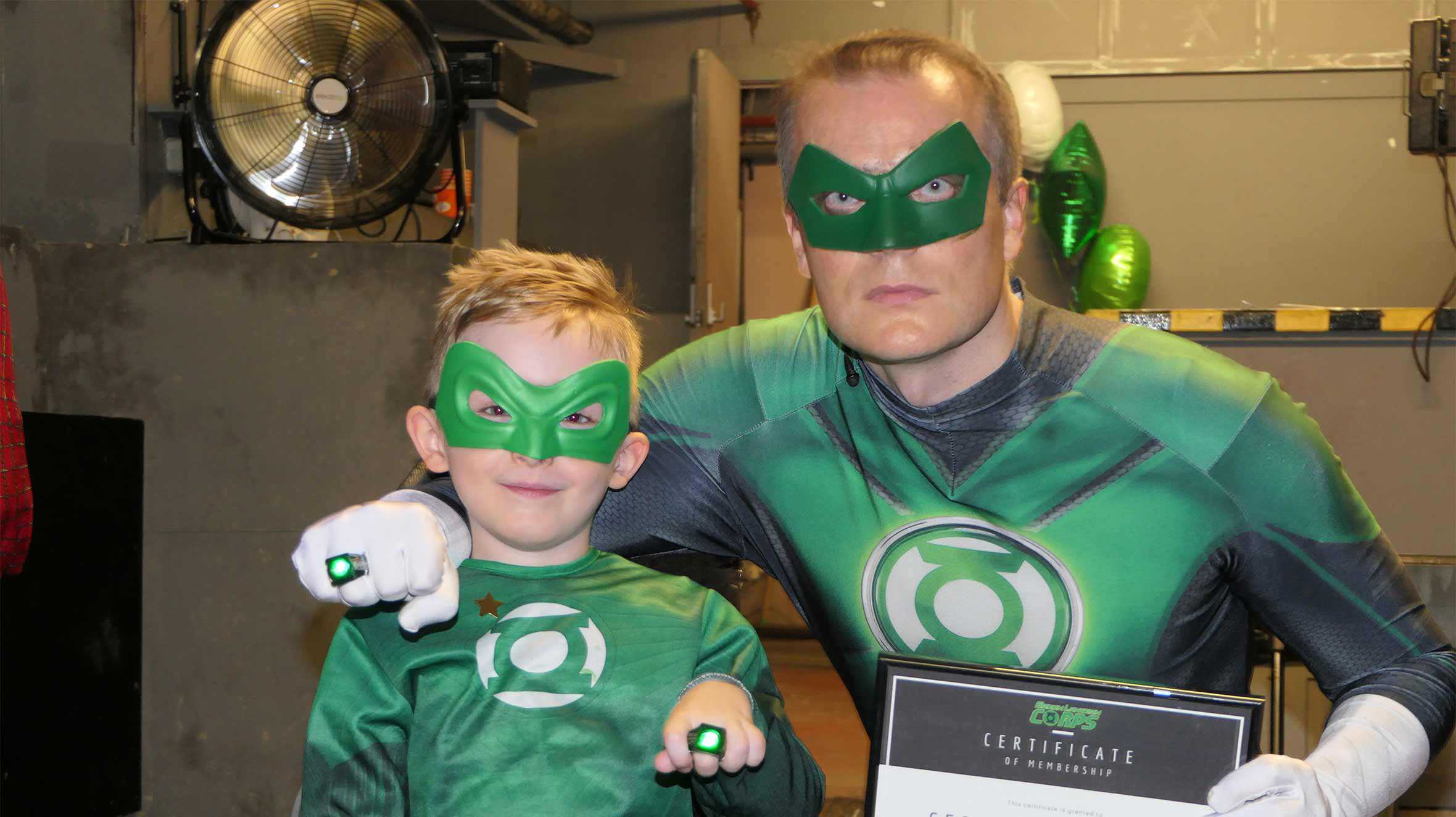 George and the Green Lantern with his certificate of membership