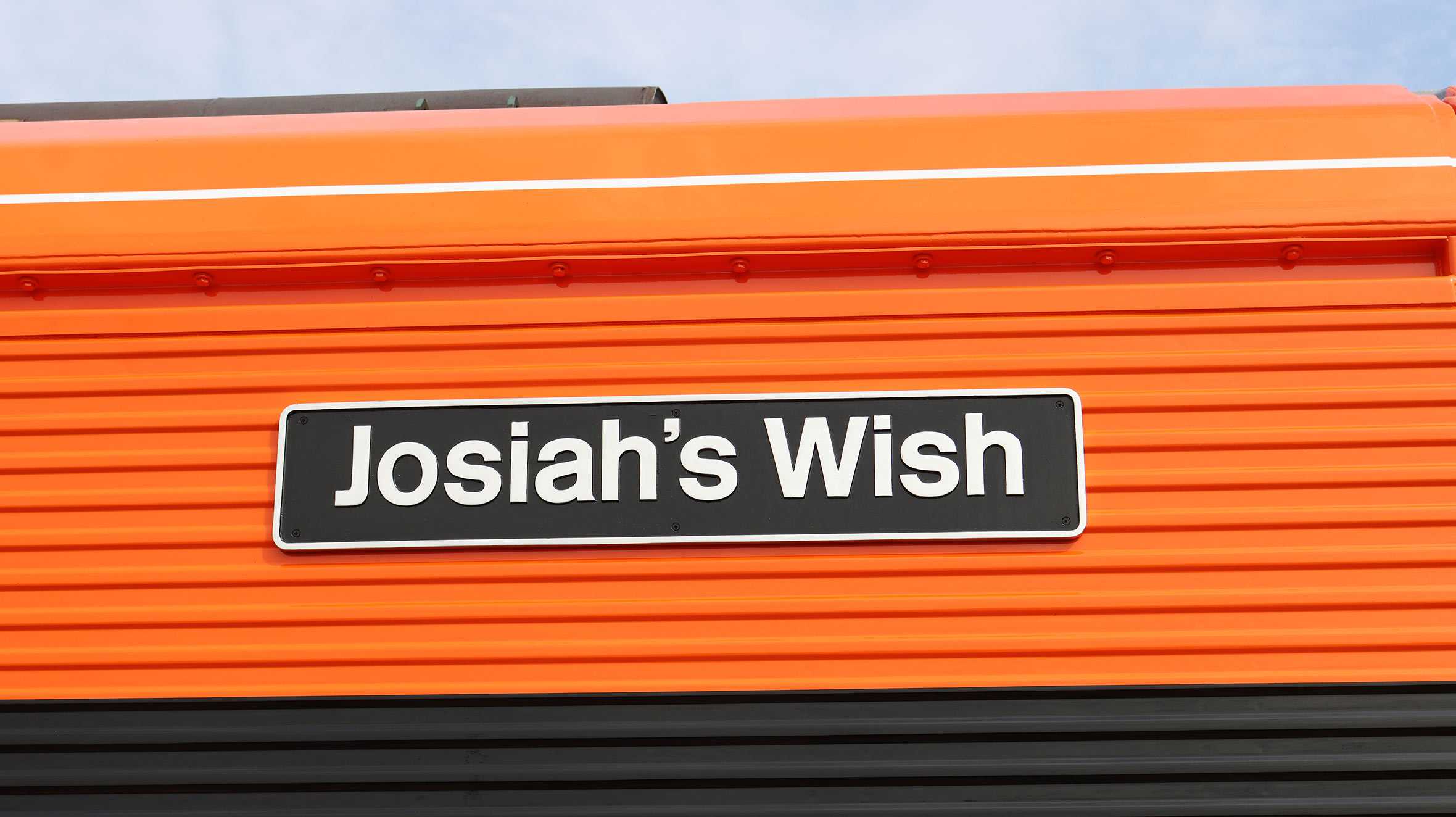 The custom name plate that was created especially for Josiah's wish.