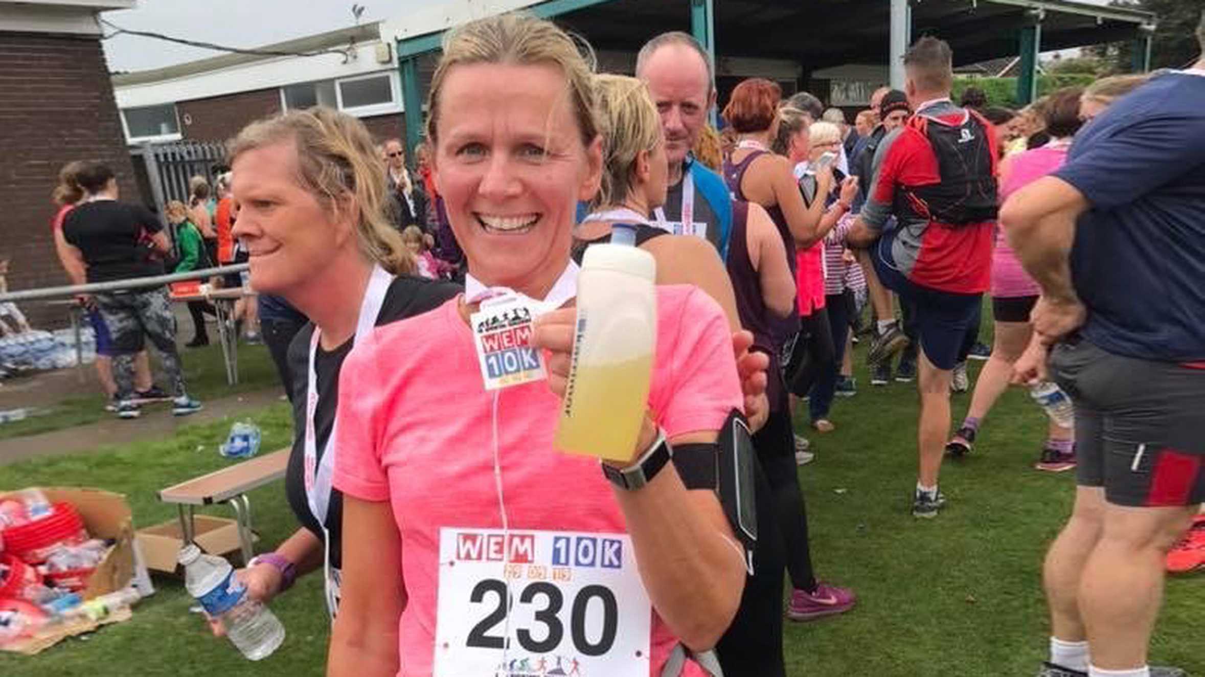 Dawn smiling after completing a 10k race