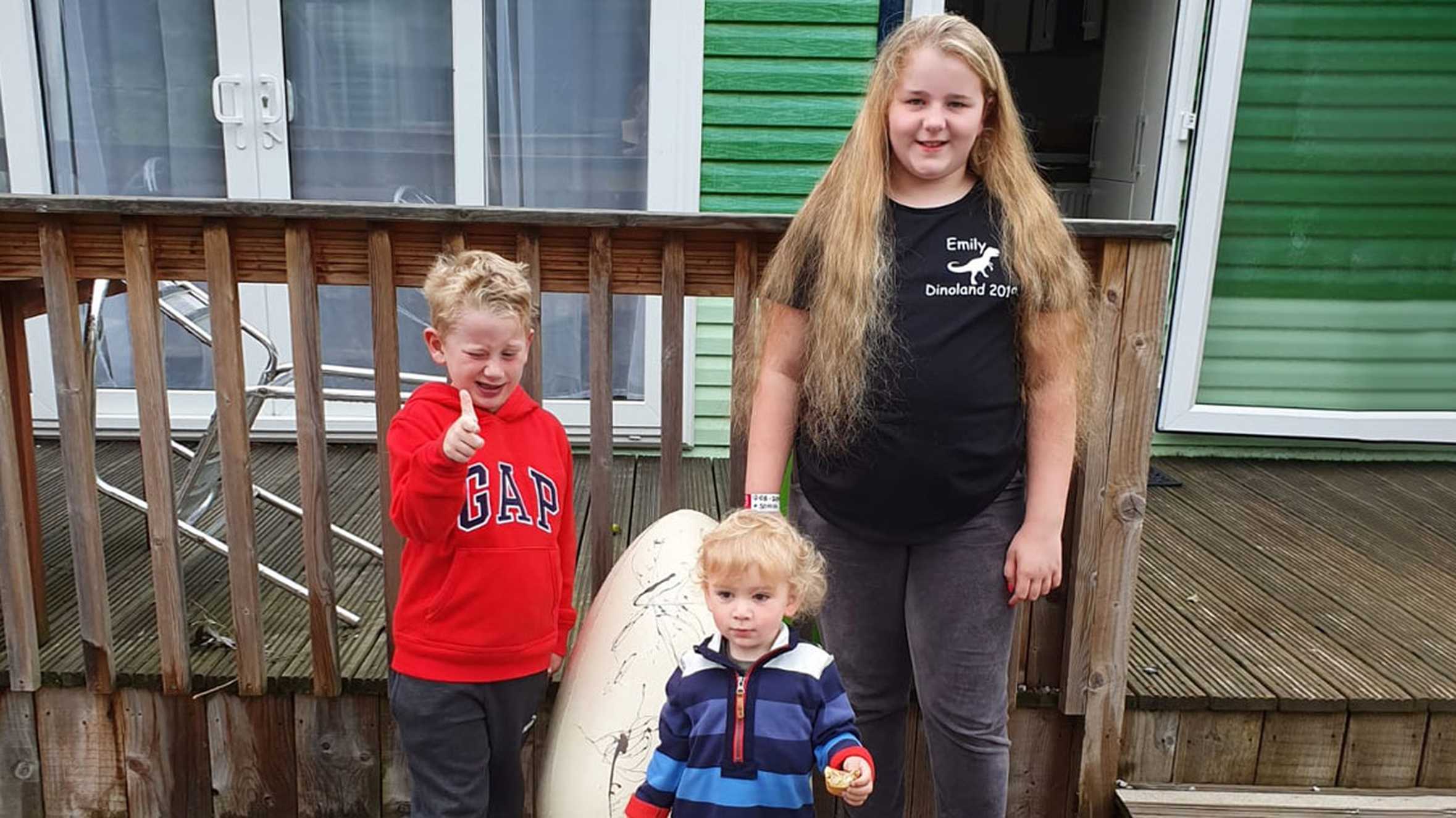 Louis and his siblings outside the Brontosaurus Research unit