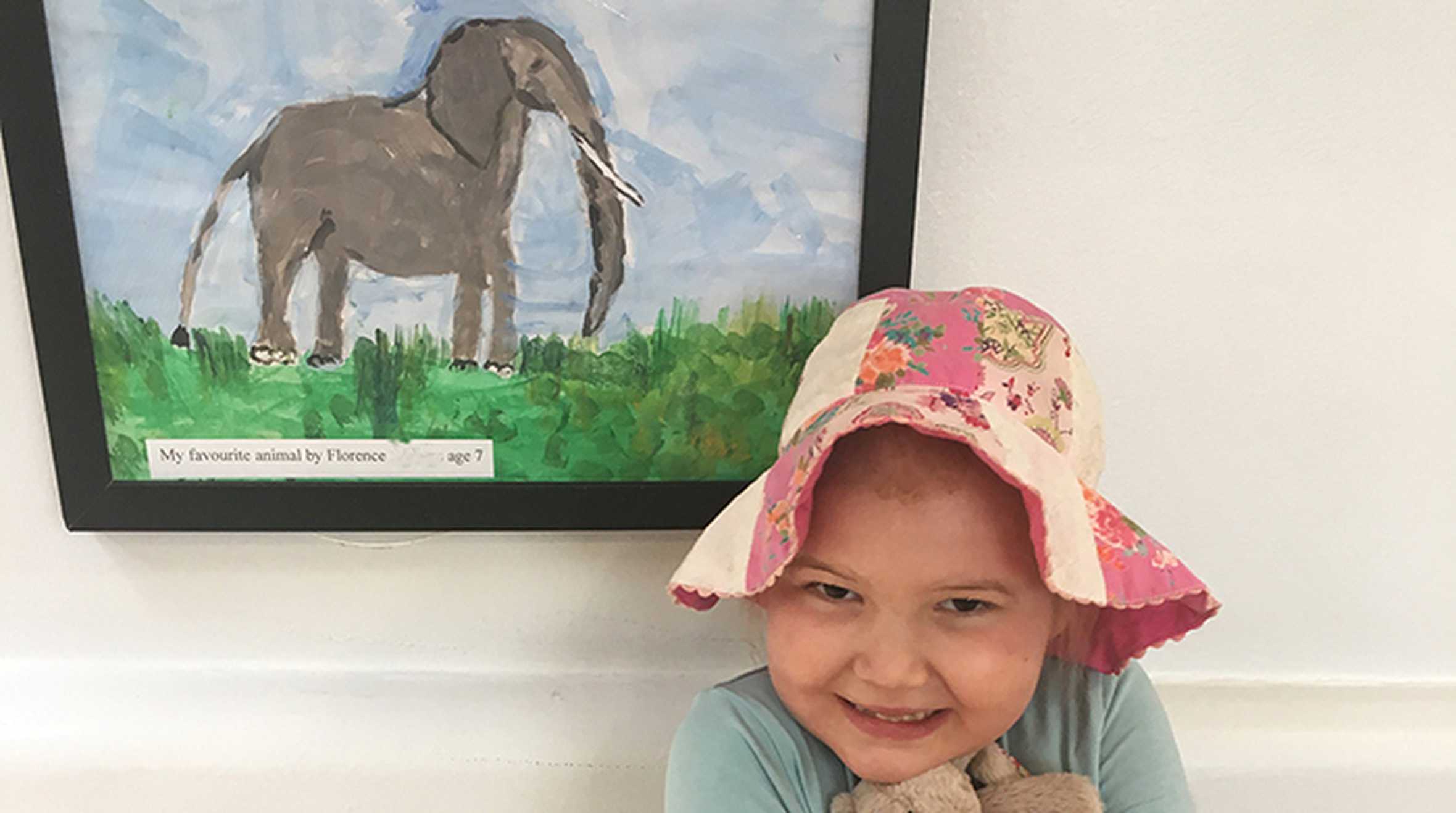 Florence with her elephant paining
