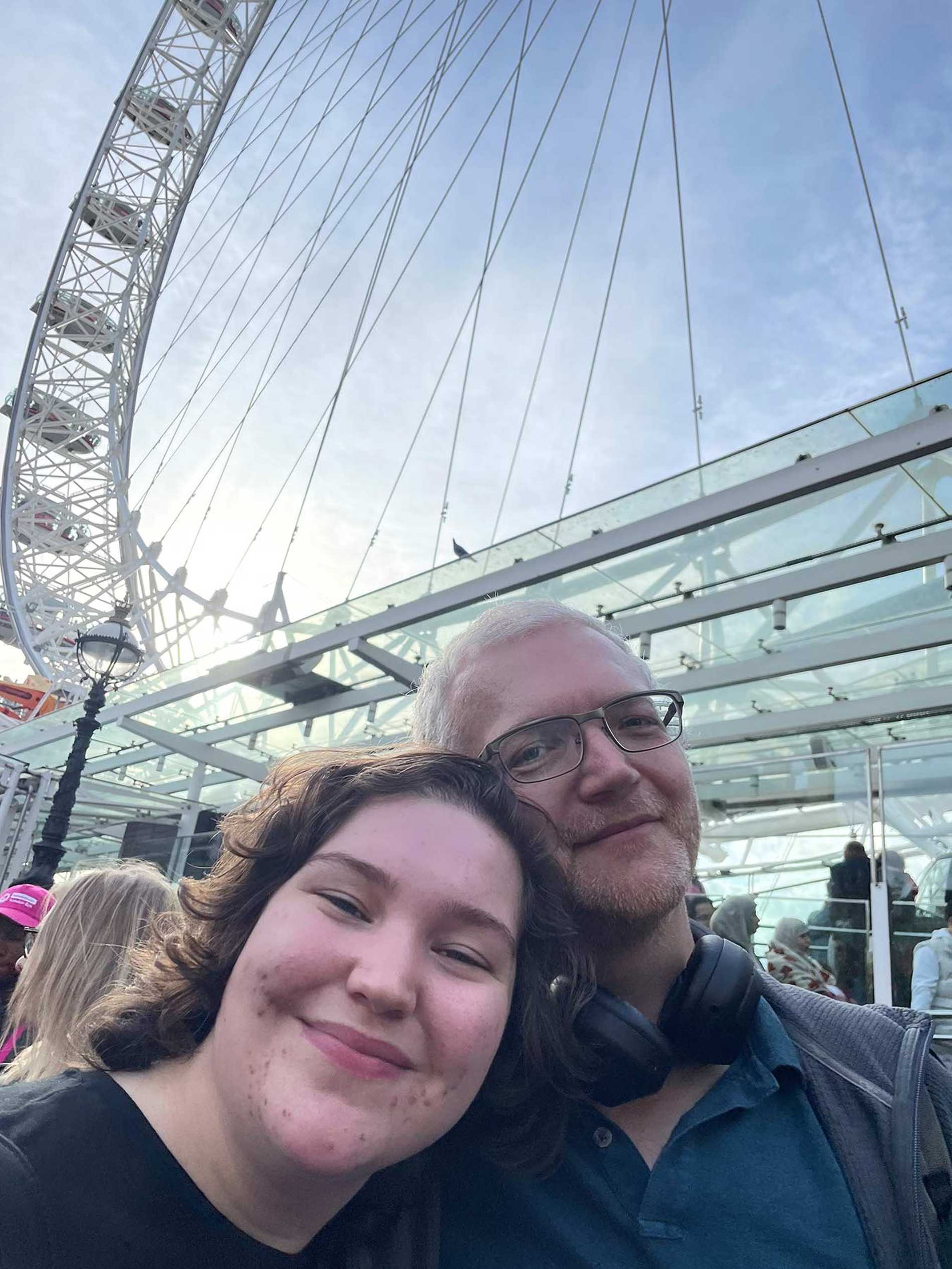 Elsie and her dad visiting the London Eye, during their trip to London