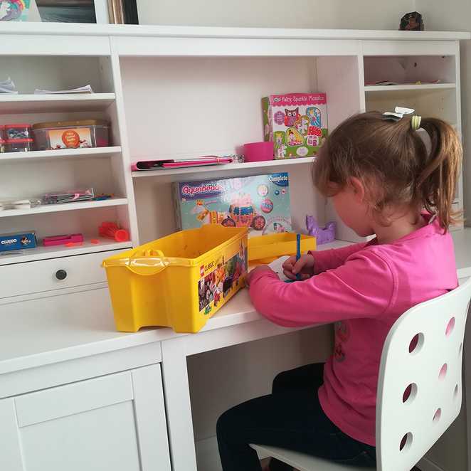 Wish child, Bethany enjoying her new art station.