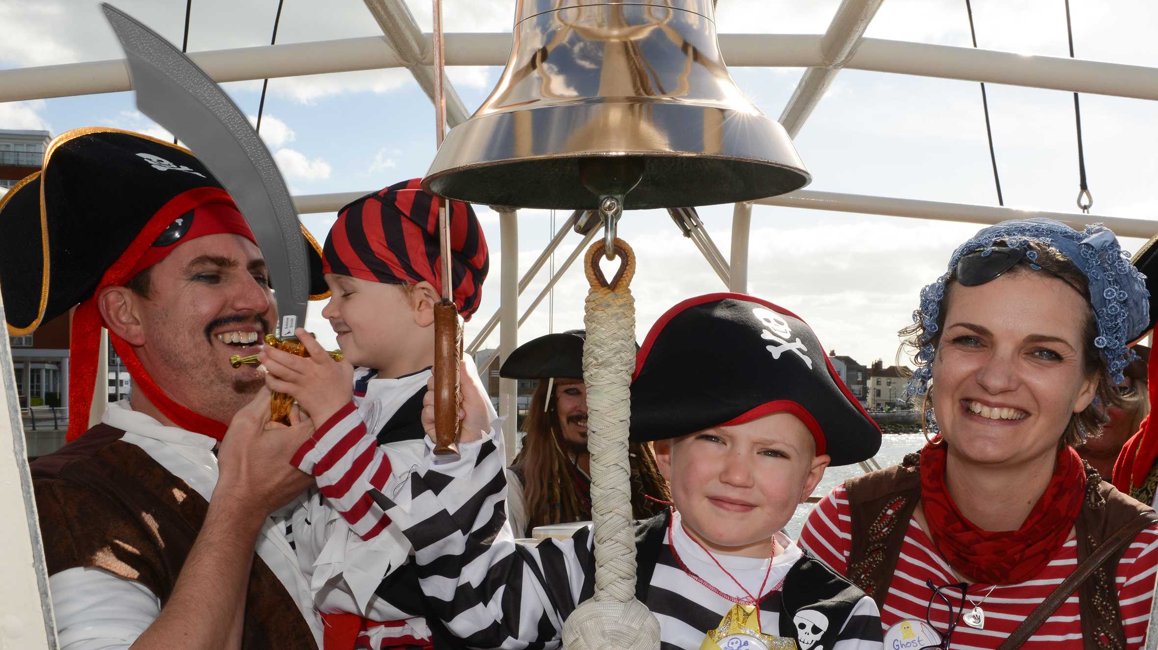 Sebbie and his family on the ship together