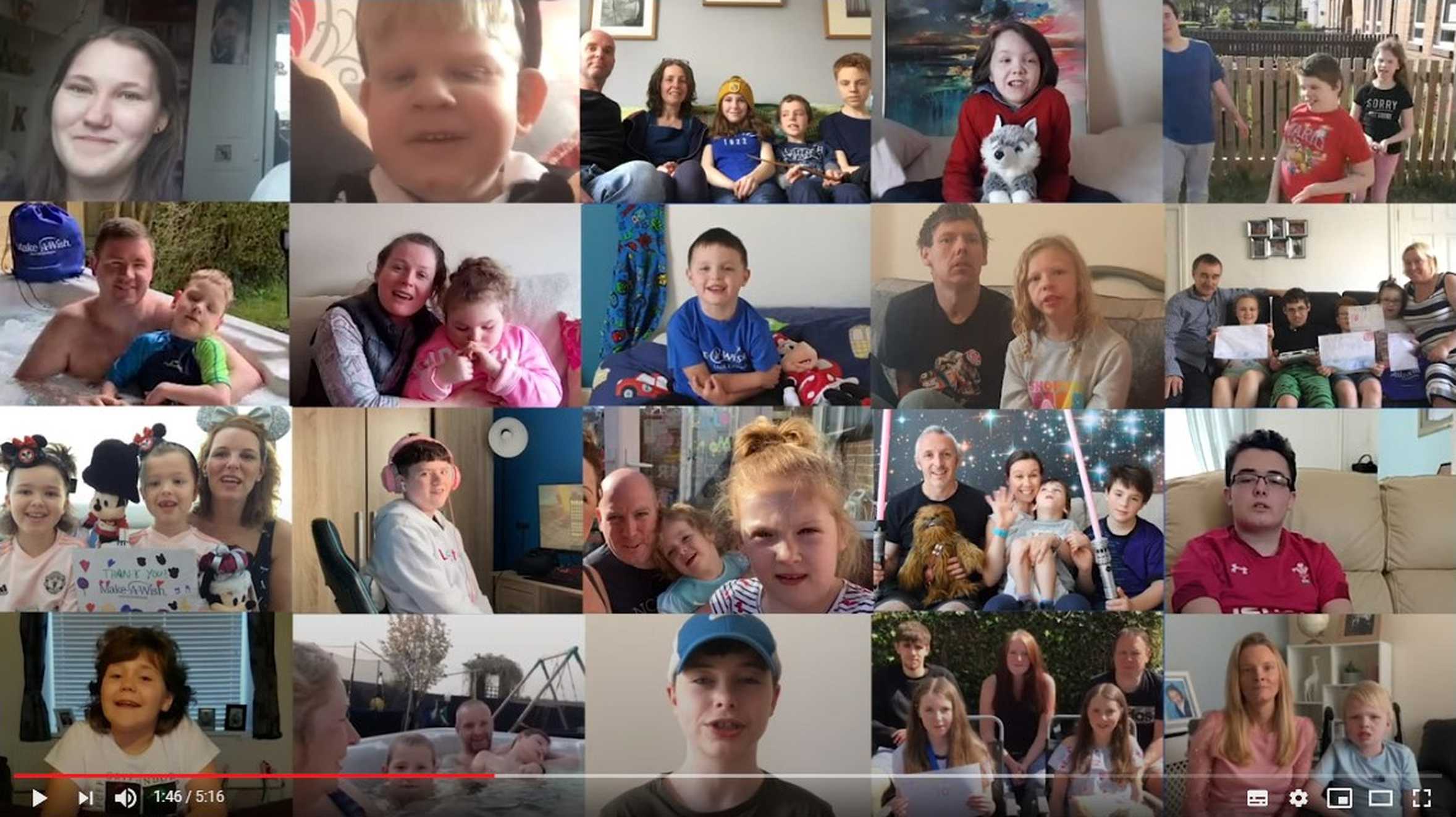 A collage of photos showing the faces of some of the children who are currently waiting for their wish.